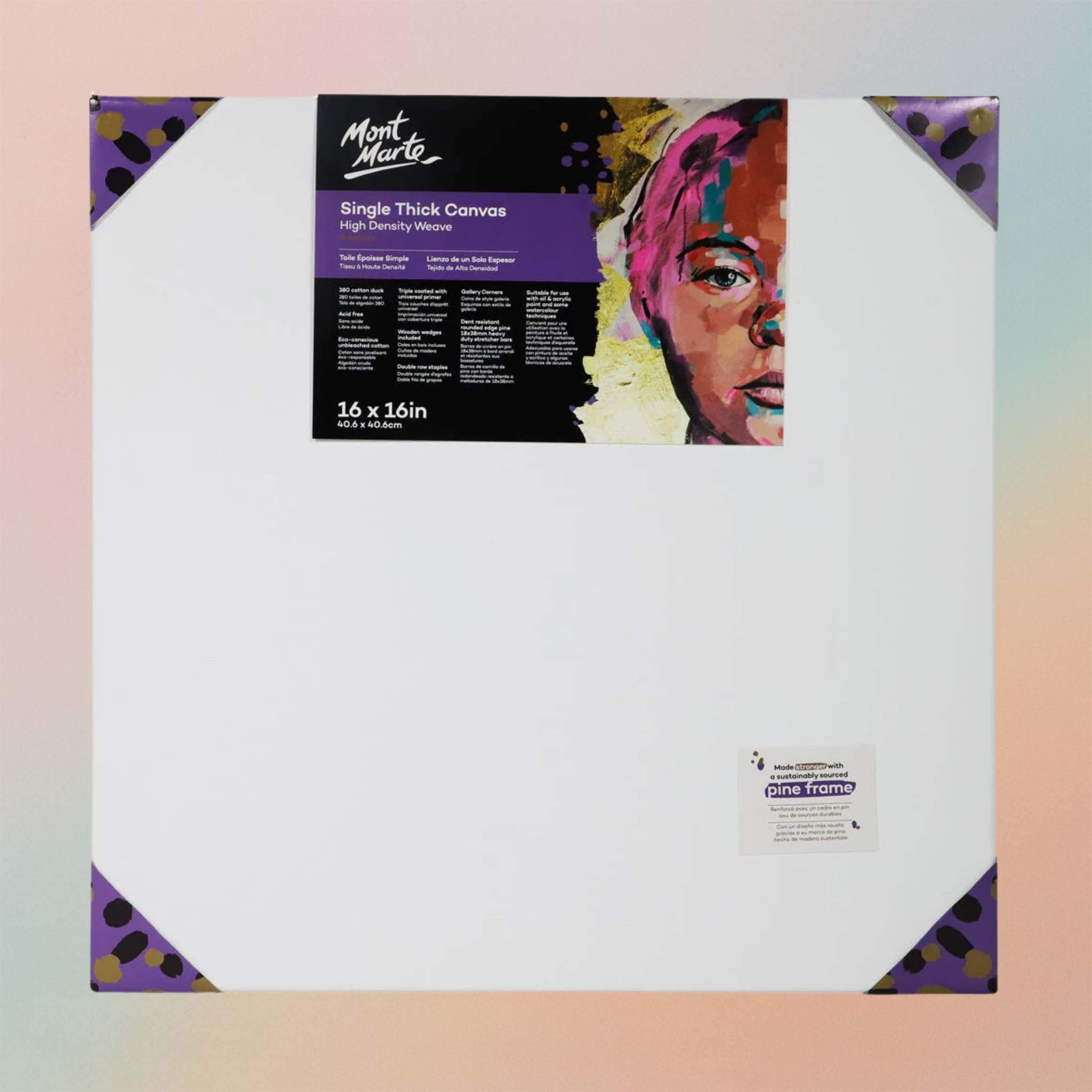 Mont Marte Single Thick Canvas Premium 40.6cm x 40.6cm (16 x 16in)