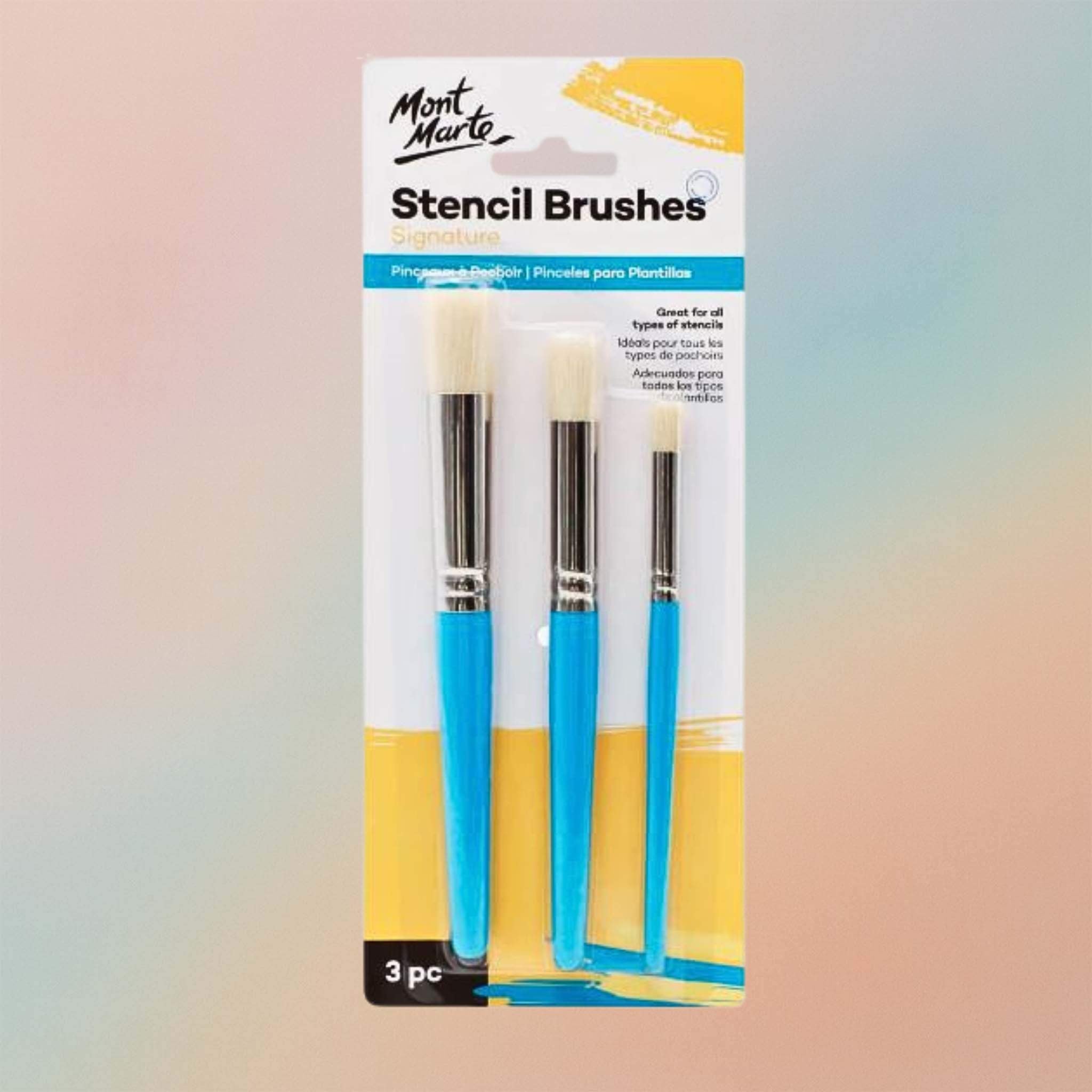 Mont Marte  Stencil Brush Set 3pcs 12/8/4