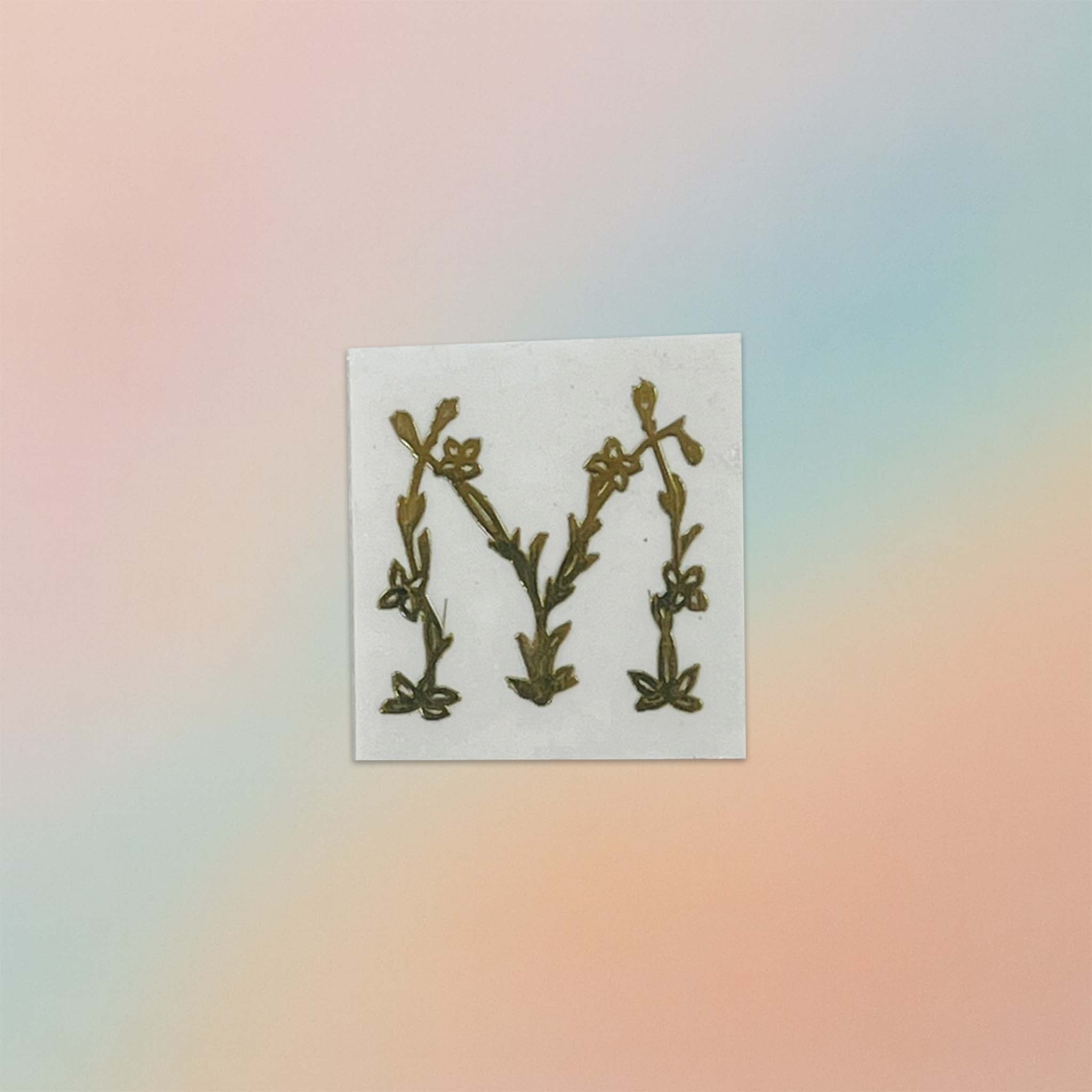 Alphabet Floral Stem Metal Sticker