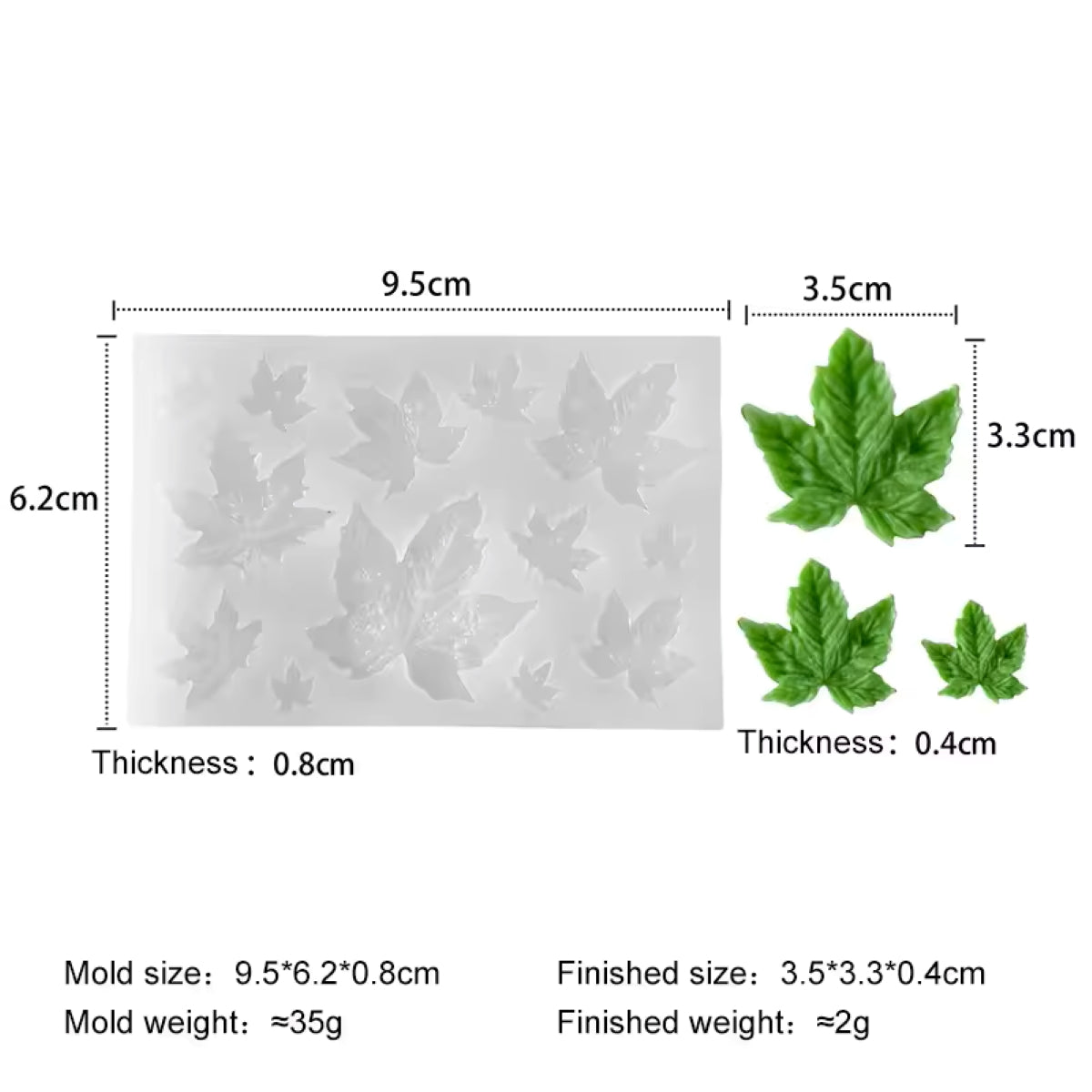Maple Leaves 12 Cavity Mould For Candle, Resin, Gypsum & Art Crafts Making Silicone Mold