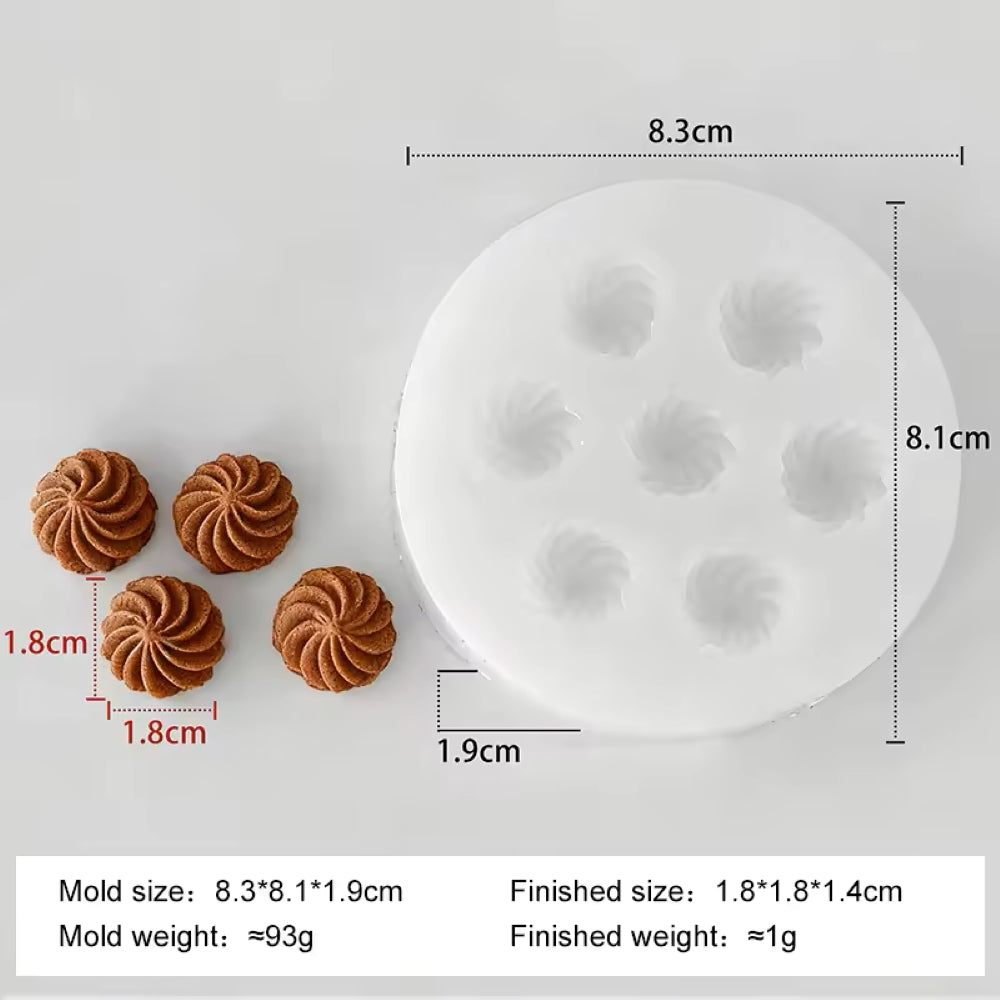 Swirl Mini Cookies For Candle, Resin, Gypsum, Handmade Baking Cake Decorating & Art Crafts Making Silicone Molds