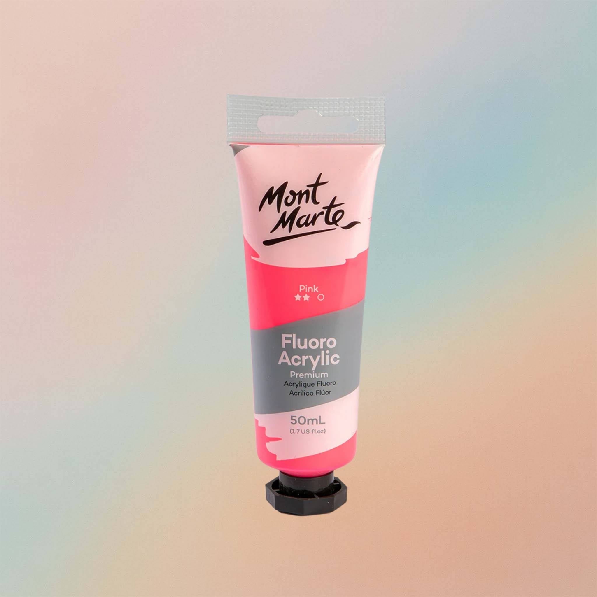 Mont Marte Fluoro Acrylic Paint Premium 50ml - Pink