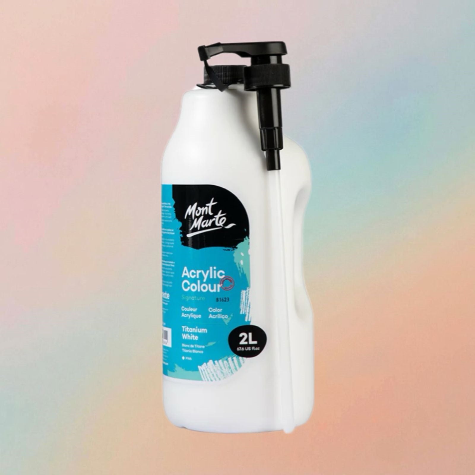 Mont Marte Acrylic Colour Paint Signature 2L (67.6 US fl.oz) Bottle - Titanium White