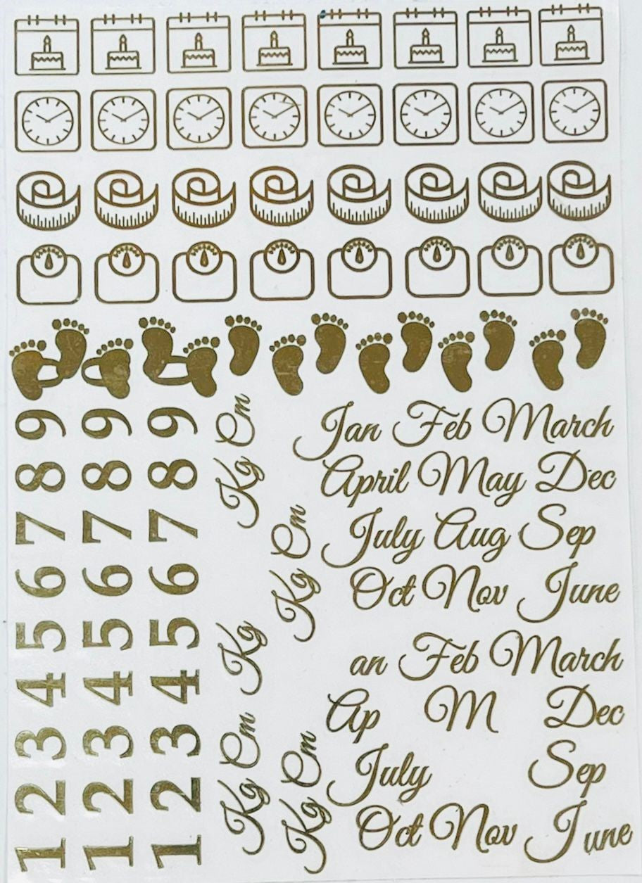 Months & Figures Metal Sticker