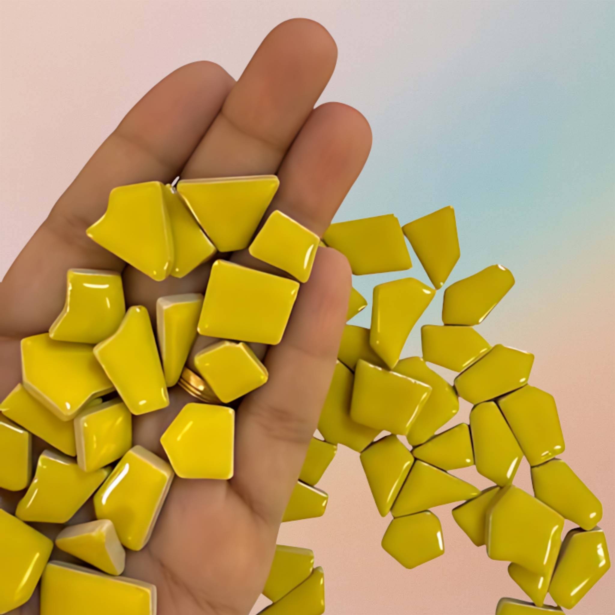 Mosaic Tiles Ceramic Irregular Shape -Yellow