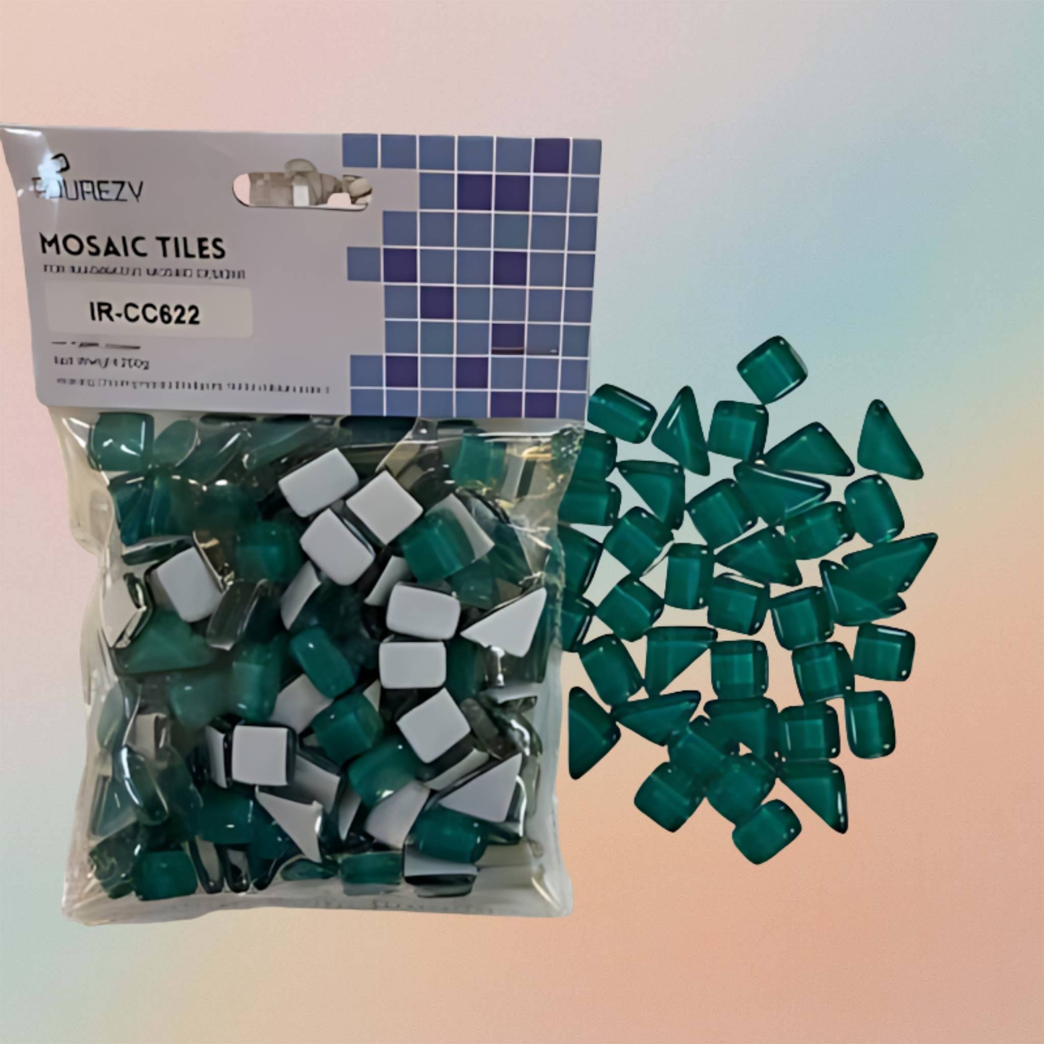 Mosaic Tiles Crystal Glass Triangle, Rectangle, Square Glossy – Aqua Teal