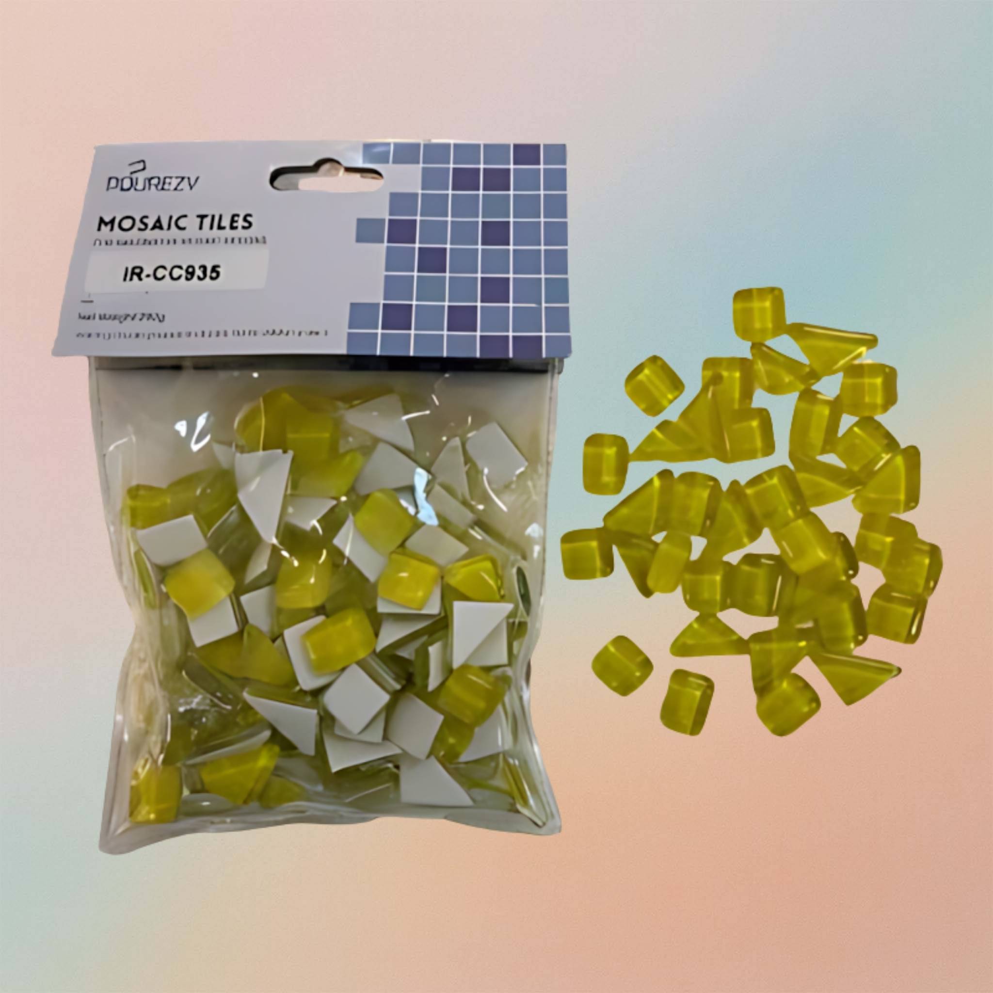 Mosaic Tiles Crystal Glass Triangle, Rectangle, Square Glossy - Lemon Yellow