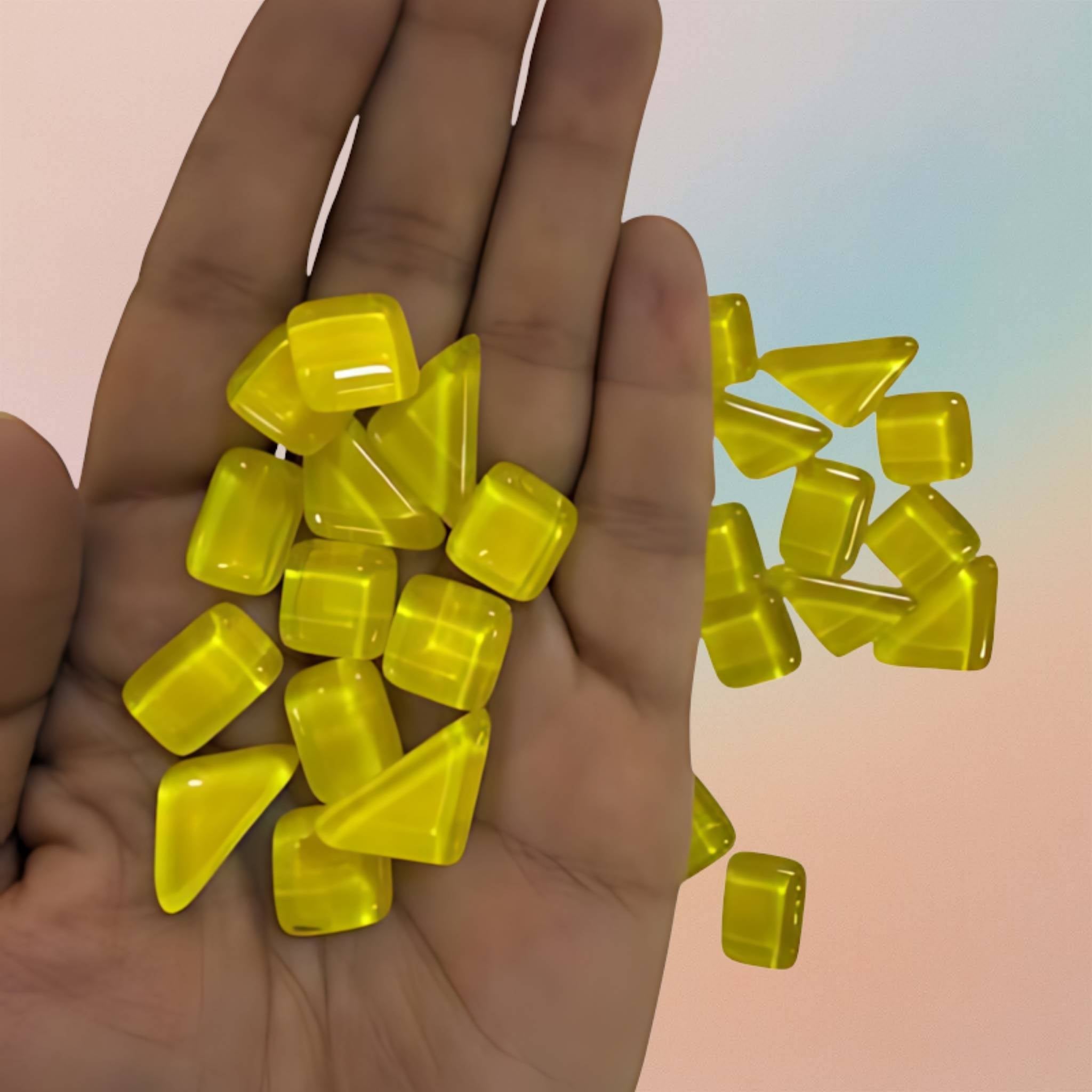 Mosaic Tiles Crystal Glass Triangle, Rectangle, Square Glossy - Lemon Yellow