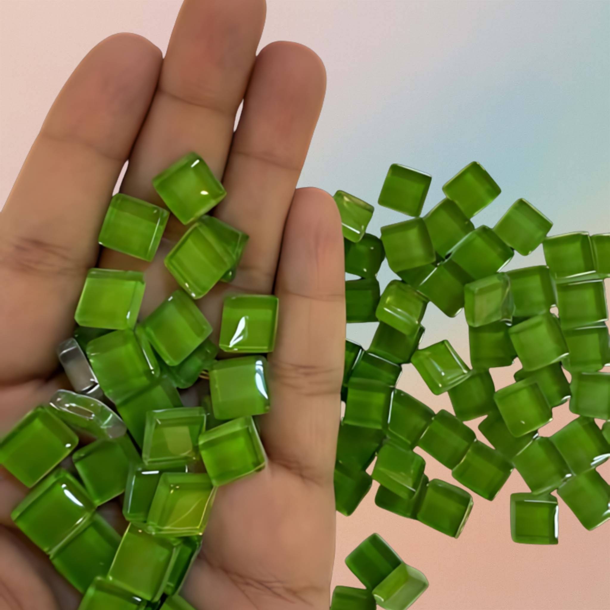 Mosaic Tiles For DIY Art Crafts Crystal Glass Square - Green