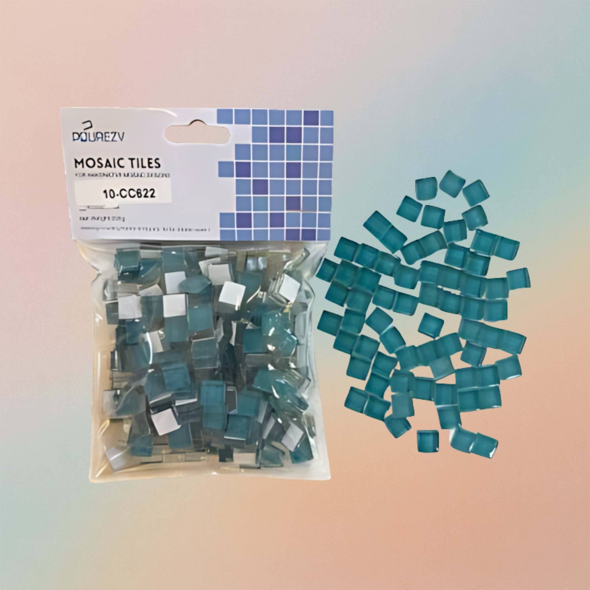 Mosaic Tiles For DIY Art Crafts Crystal Glass Square Turquoise
