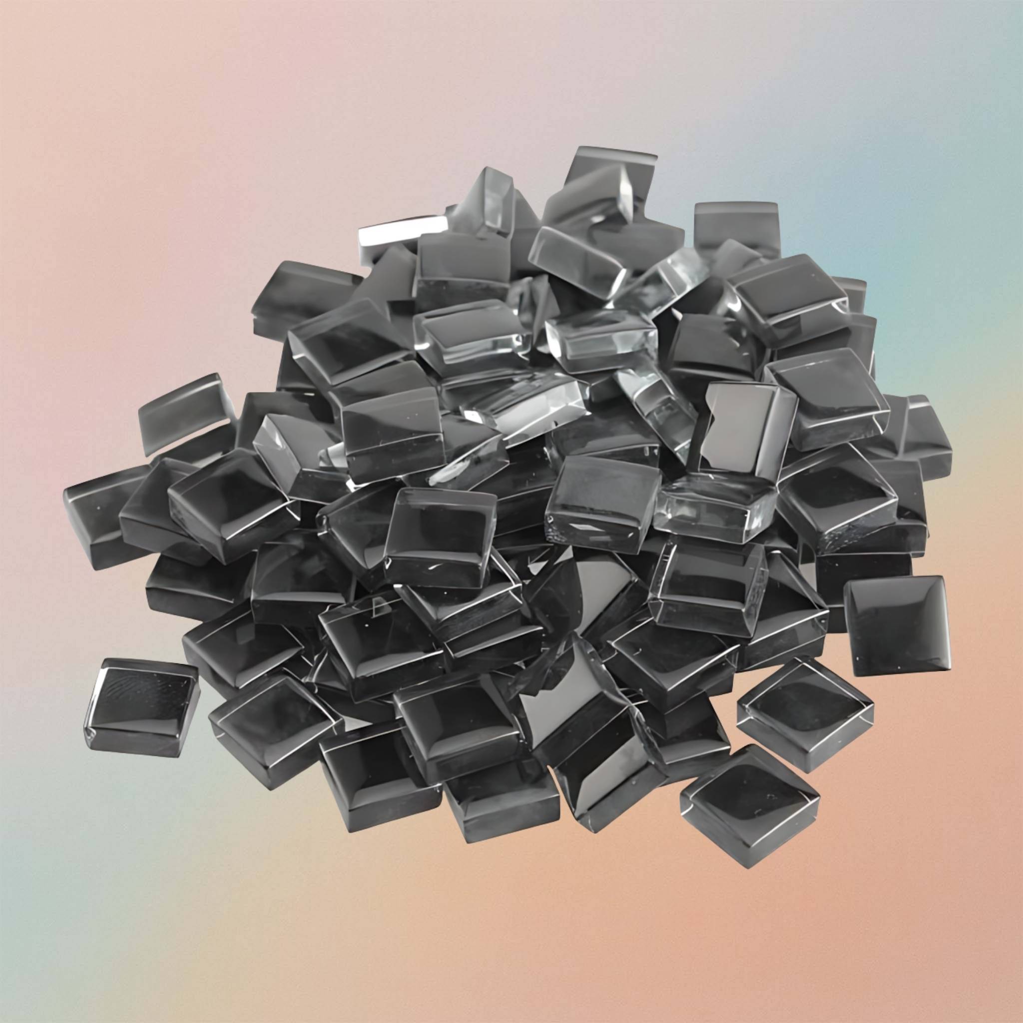 Mosaic Tiles For DIY Art Project Crystal Glass Square Glossy - Black