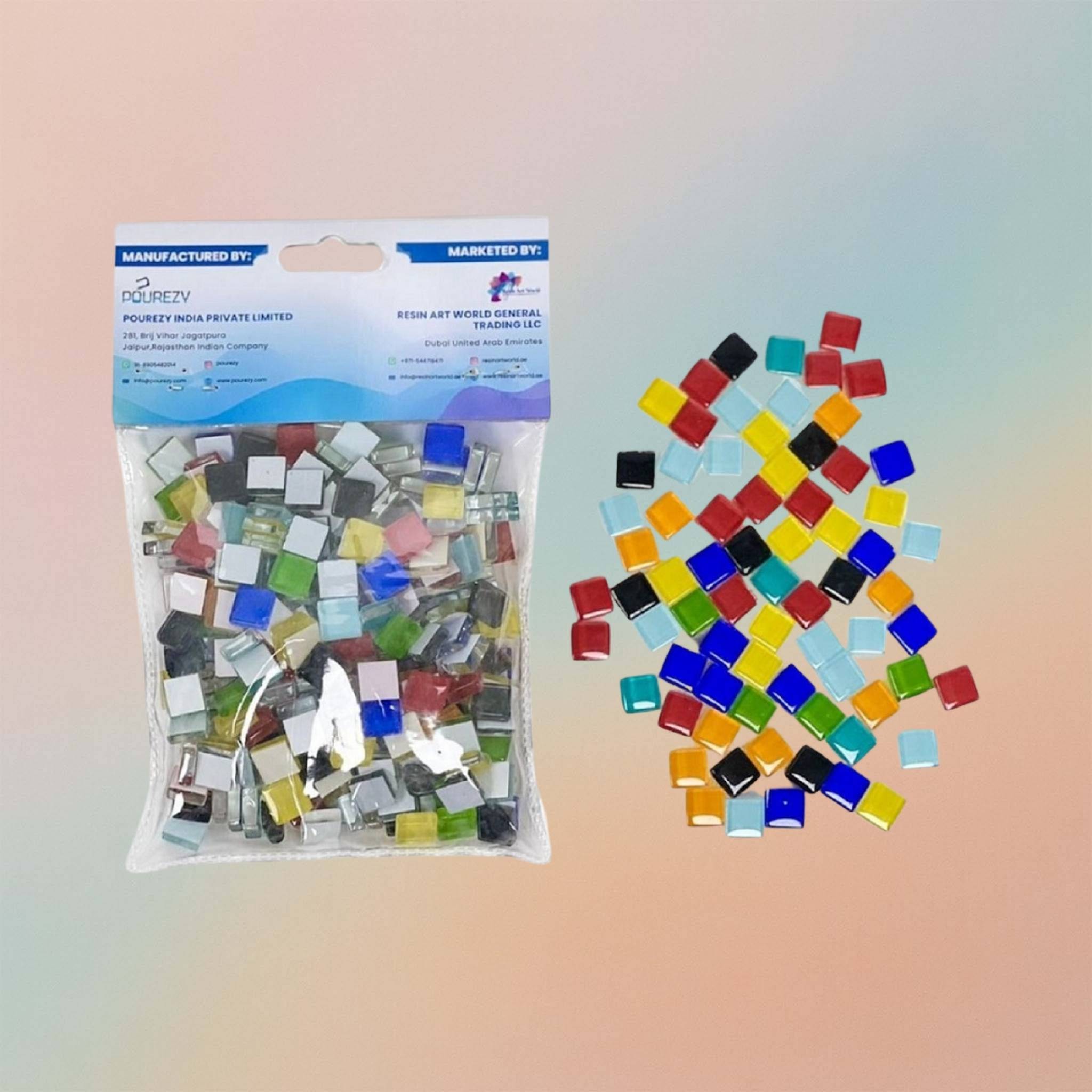 Mosaic Tiles - Crystal Glass Square Glossy - Multicolor