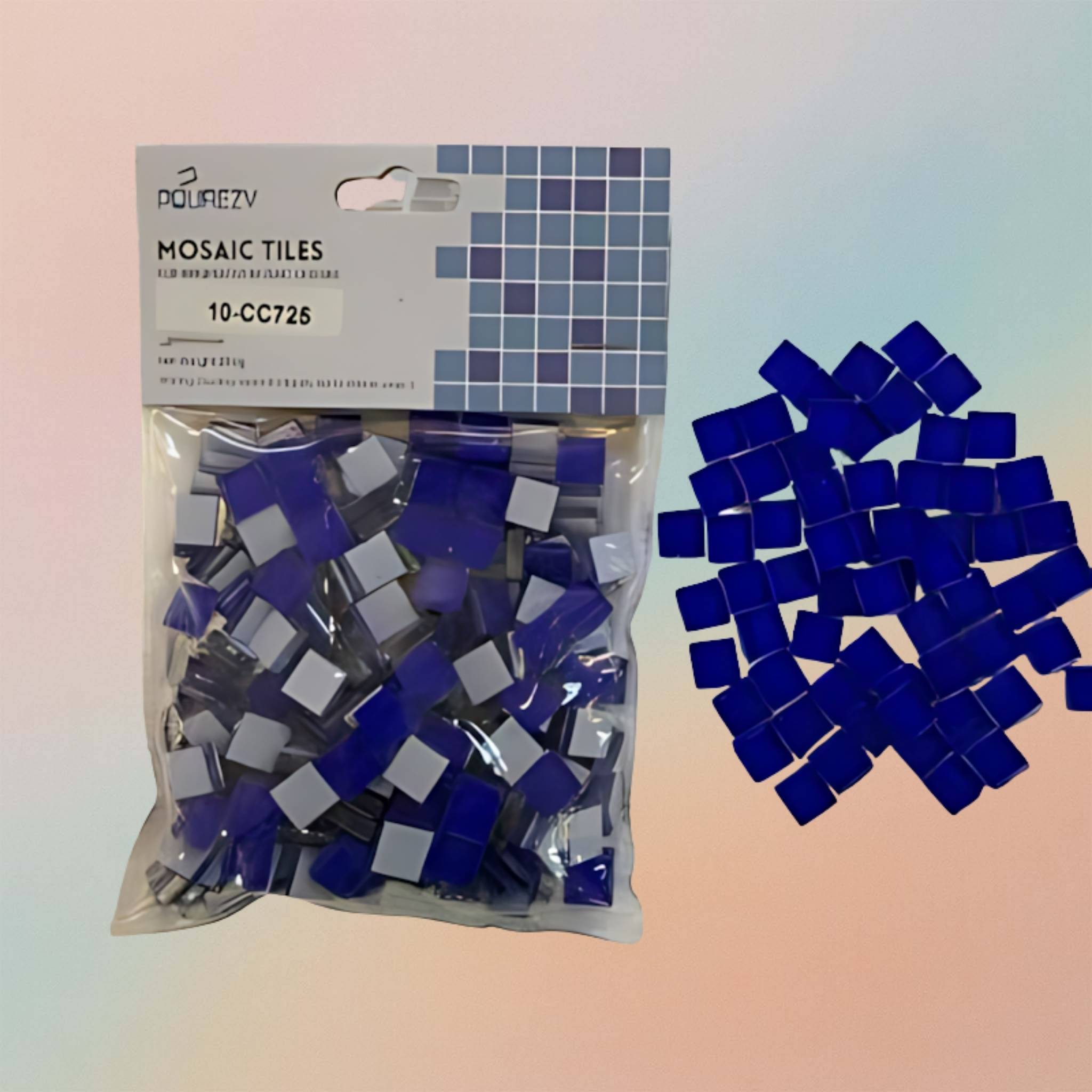 Mosaic Tiles Crystal Glass Square Glossy - Royal Blue