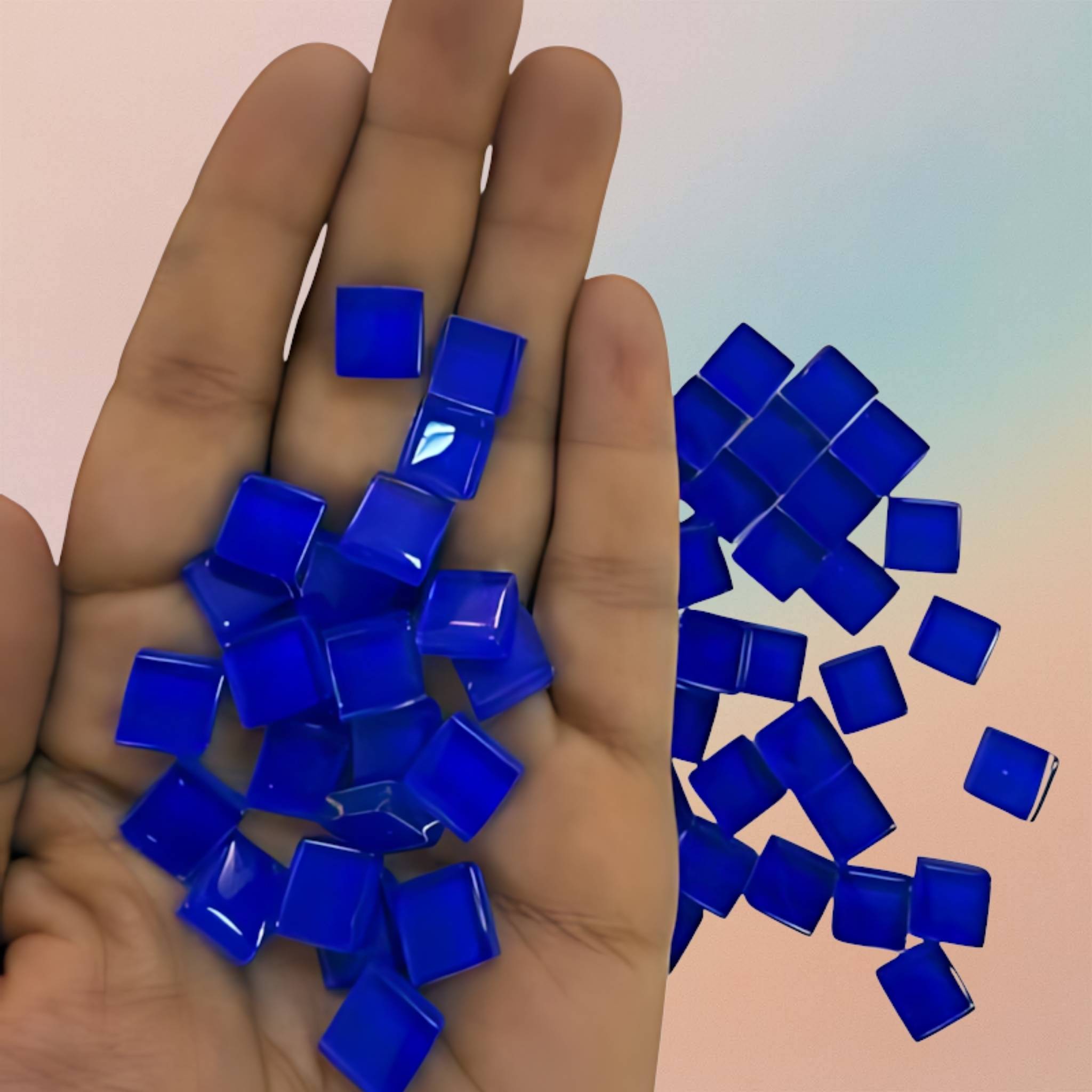 Mosaic Tiles Crystal Glass Square Glossy - Royal Blue