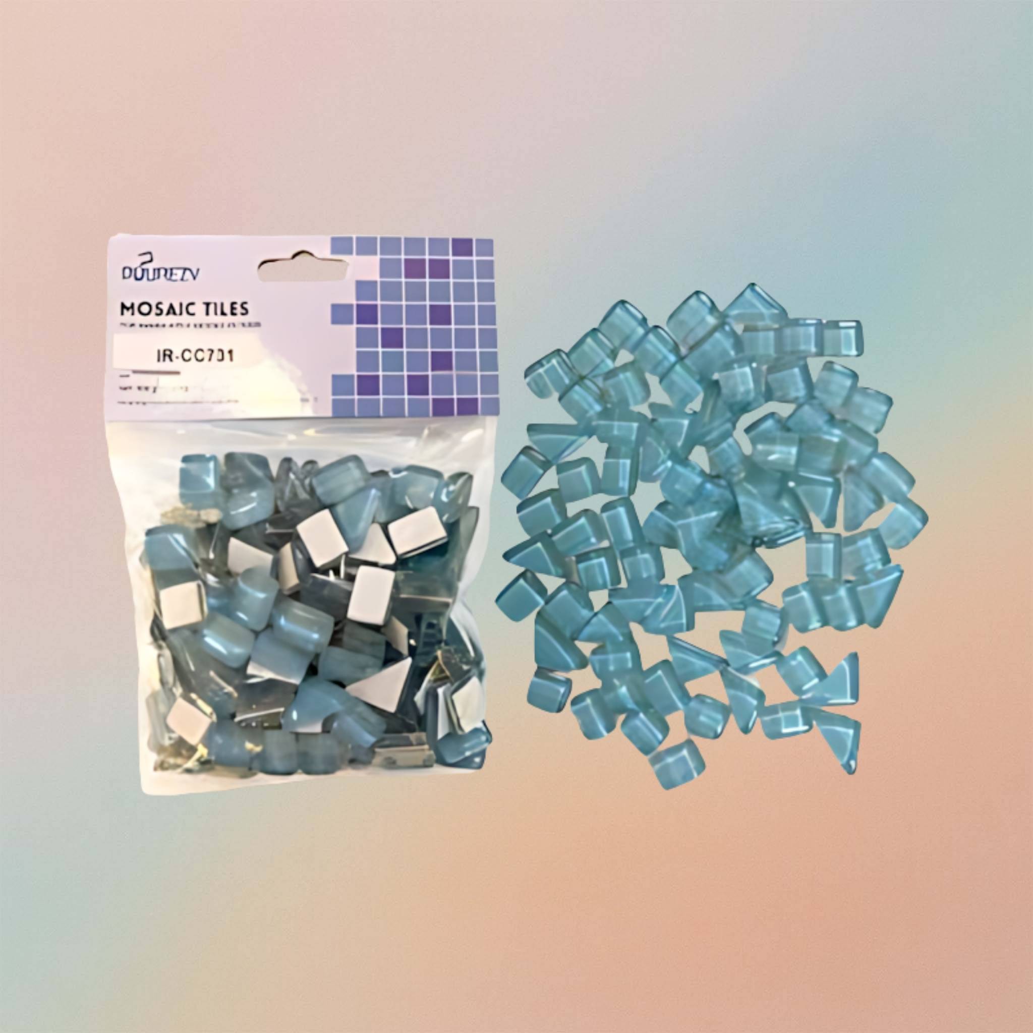 Mosaic Tiles Crystal Glass Multi Size Glossy - Light Blue