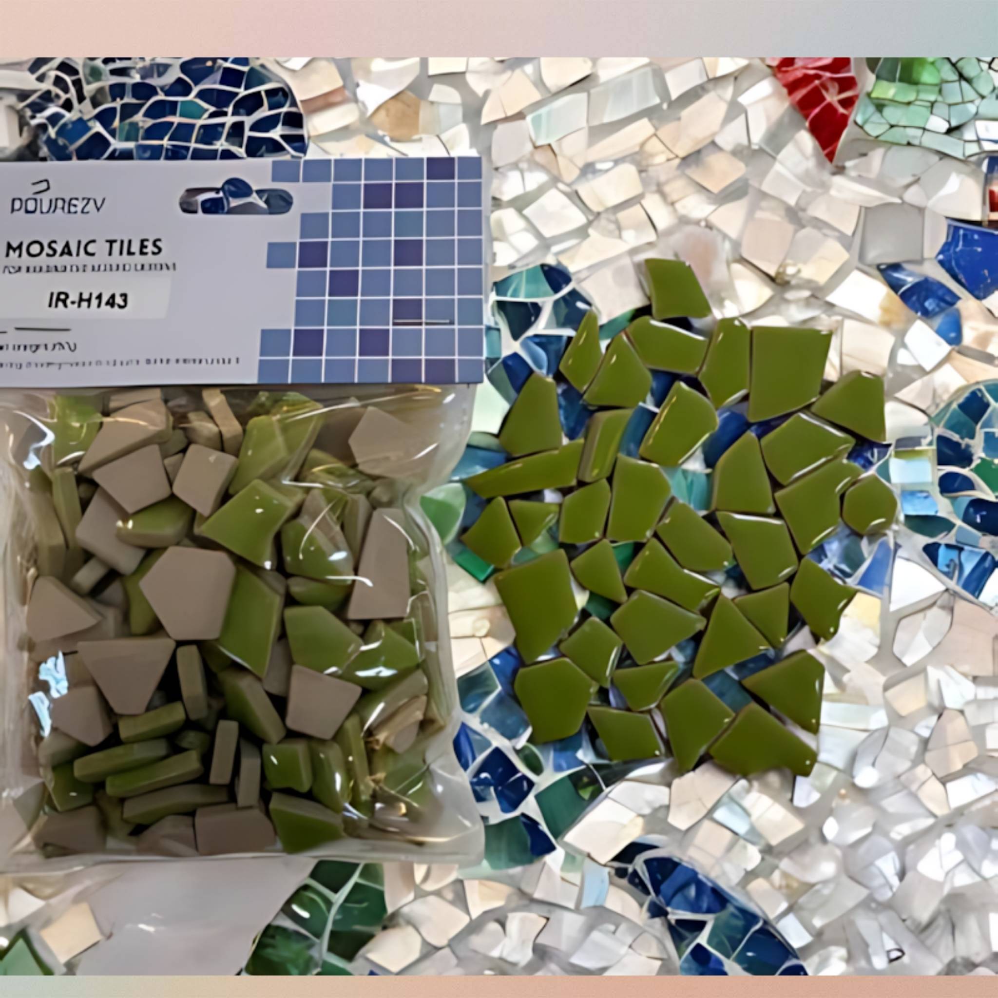 Mosaic Tiles Ceramic Irregular Shape - Green