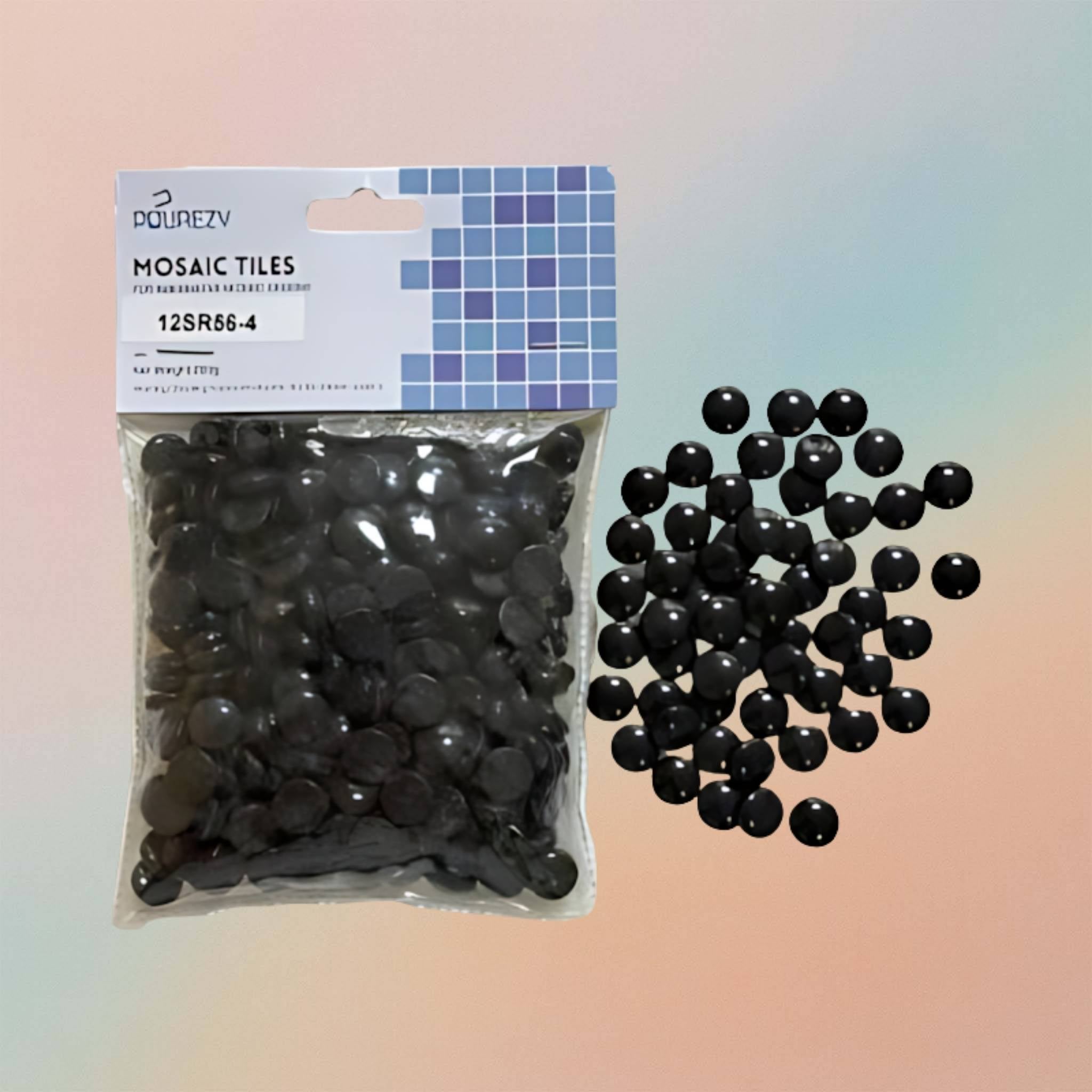 Mosaic Tiles Sweetee Glass Dome Round - Black