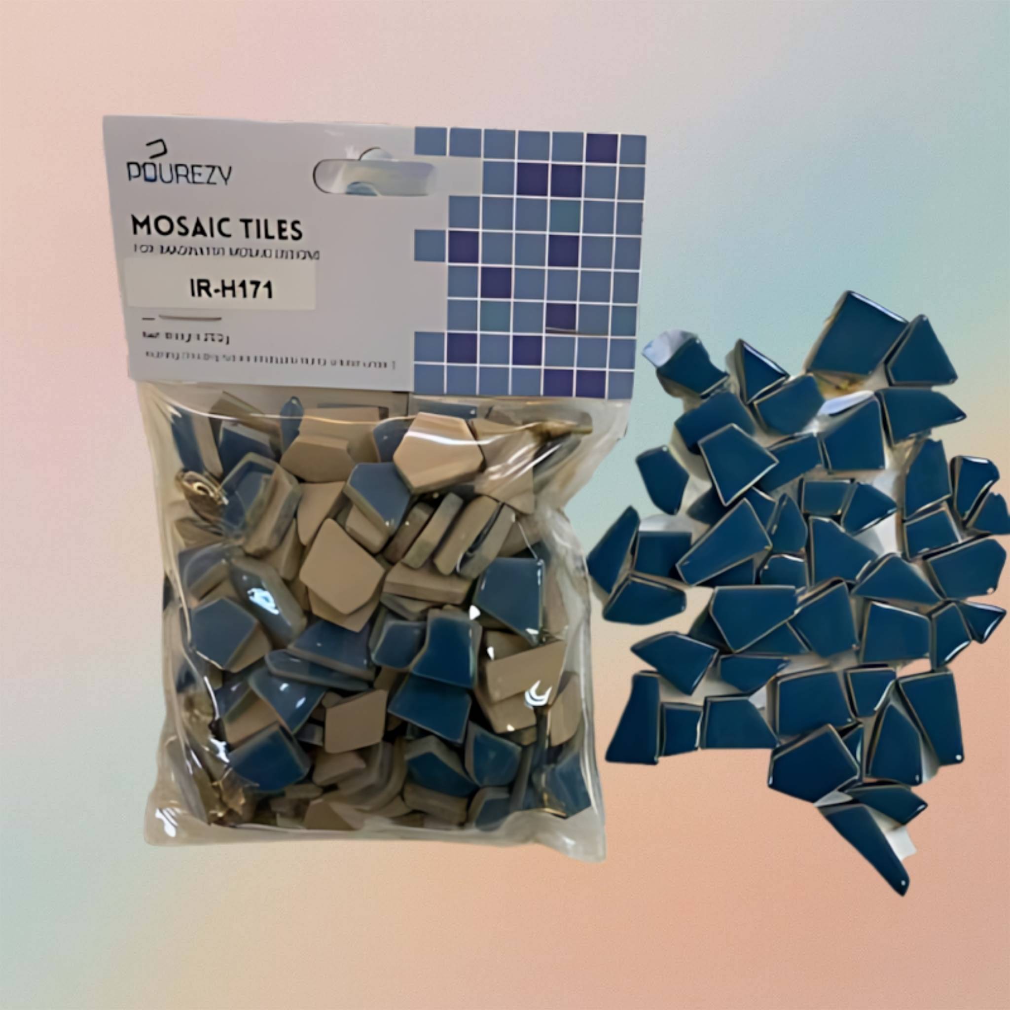 Mosaic Tiles For DIY Art projects Ceramic Irregular Shape -Blue