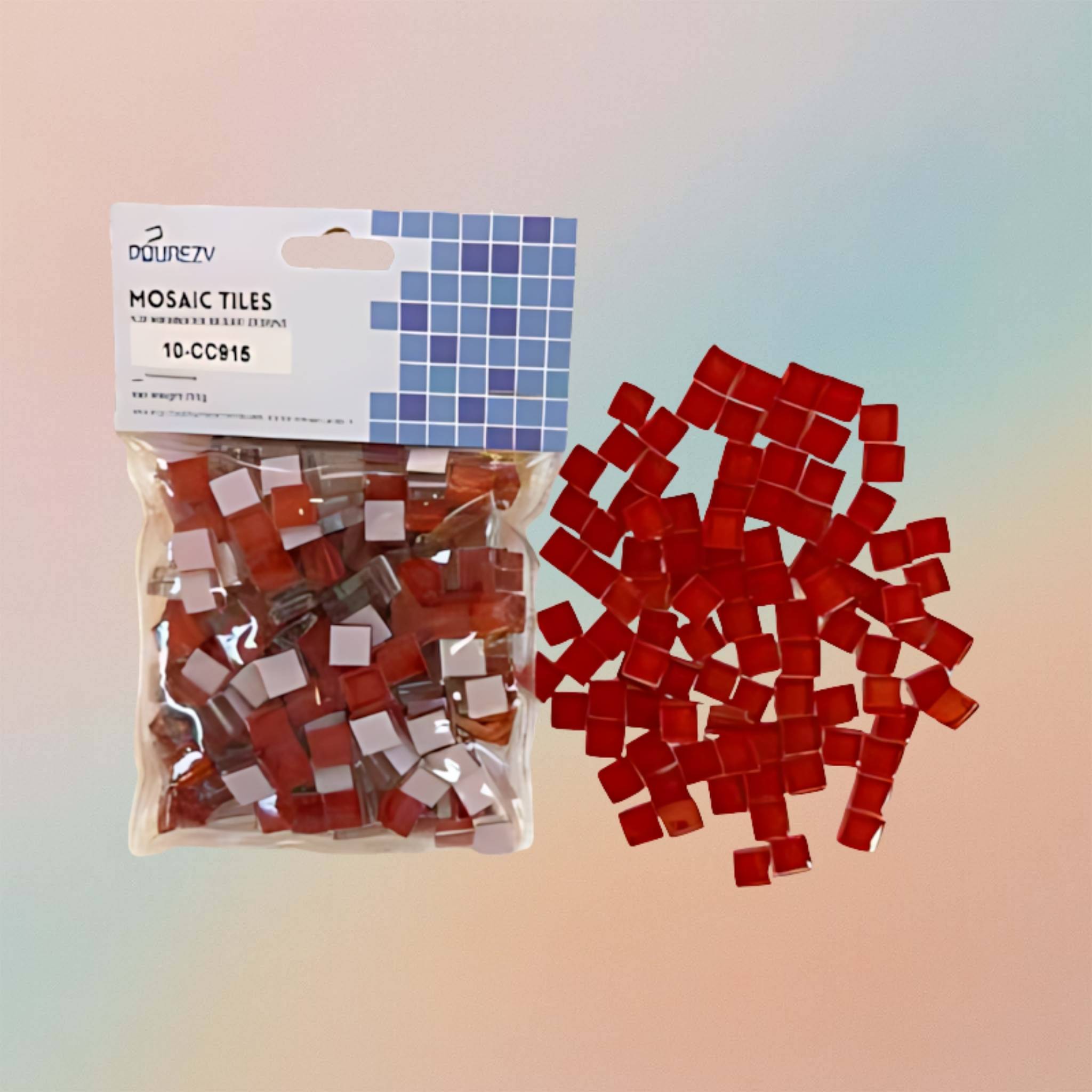 Mosaic Tiles Crystal Glass Square Glossy - Red