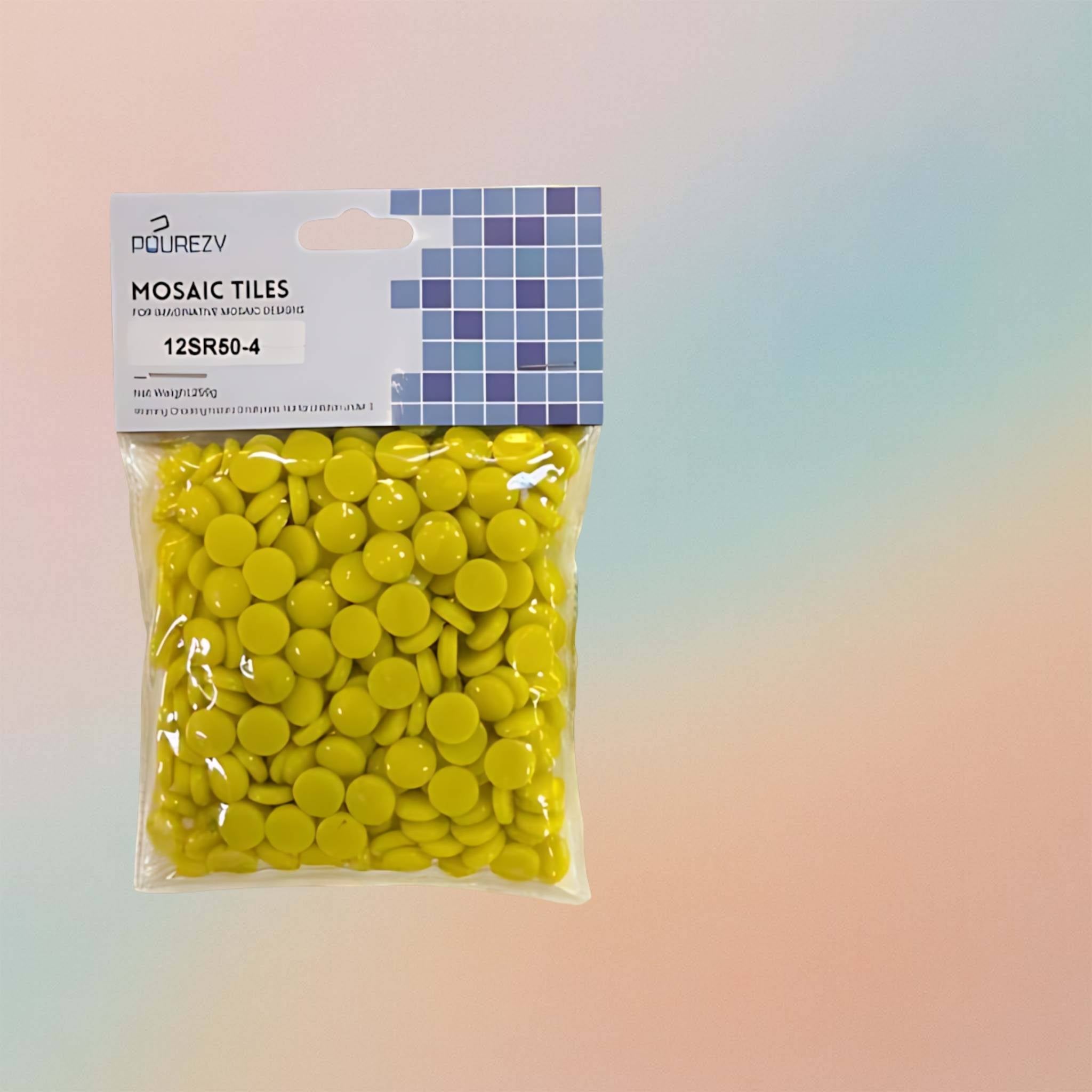 Mosaic Tiles Sweetee Glass Dome Round - Lemon Yellow