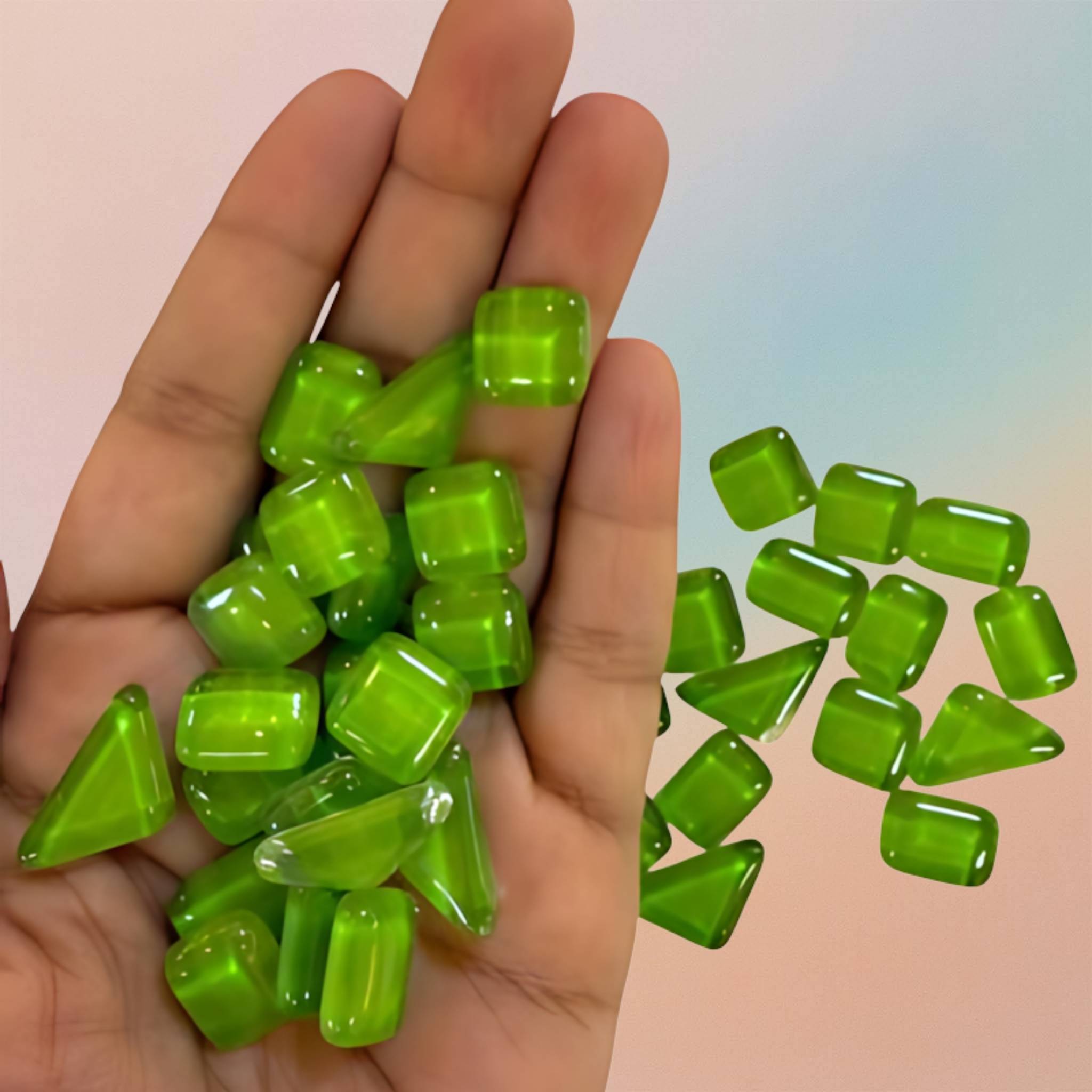 Mosaic Tiles For DIY Projects Crystal Glass Multi Size - Green