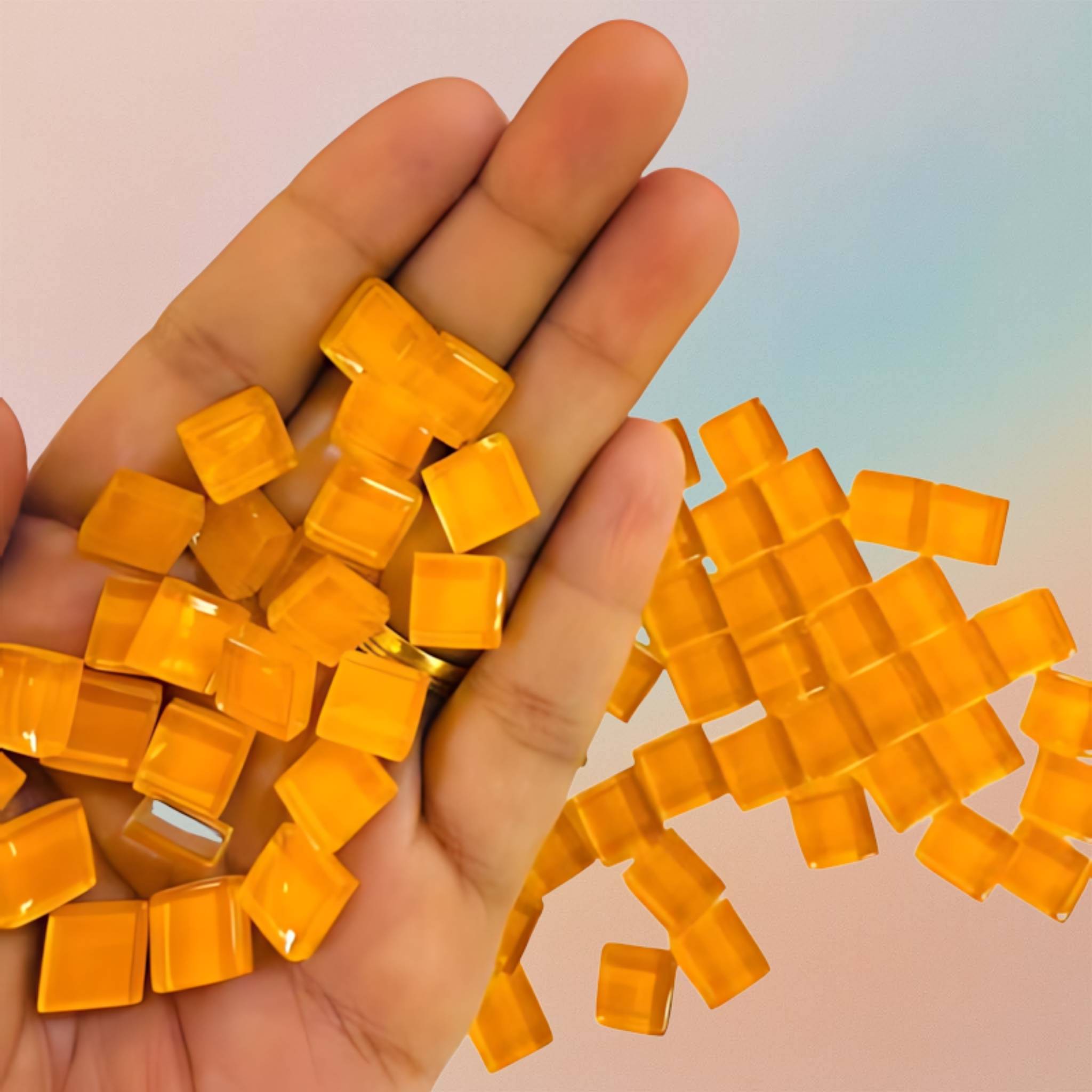 Mosaic Tiles For DIY Projects Crystal Glass Square - Orange