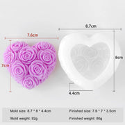Multiple Rose Heart For Candle Resin Gypsum & Art Crafts Making Silicone Mold