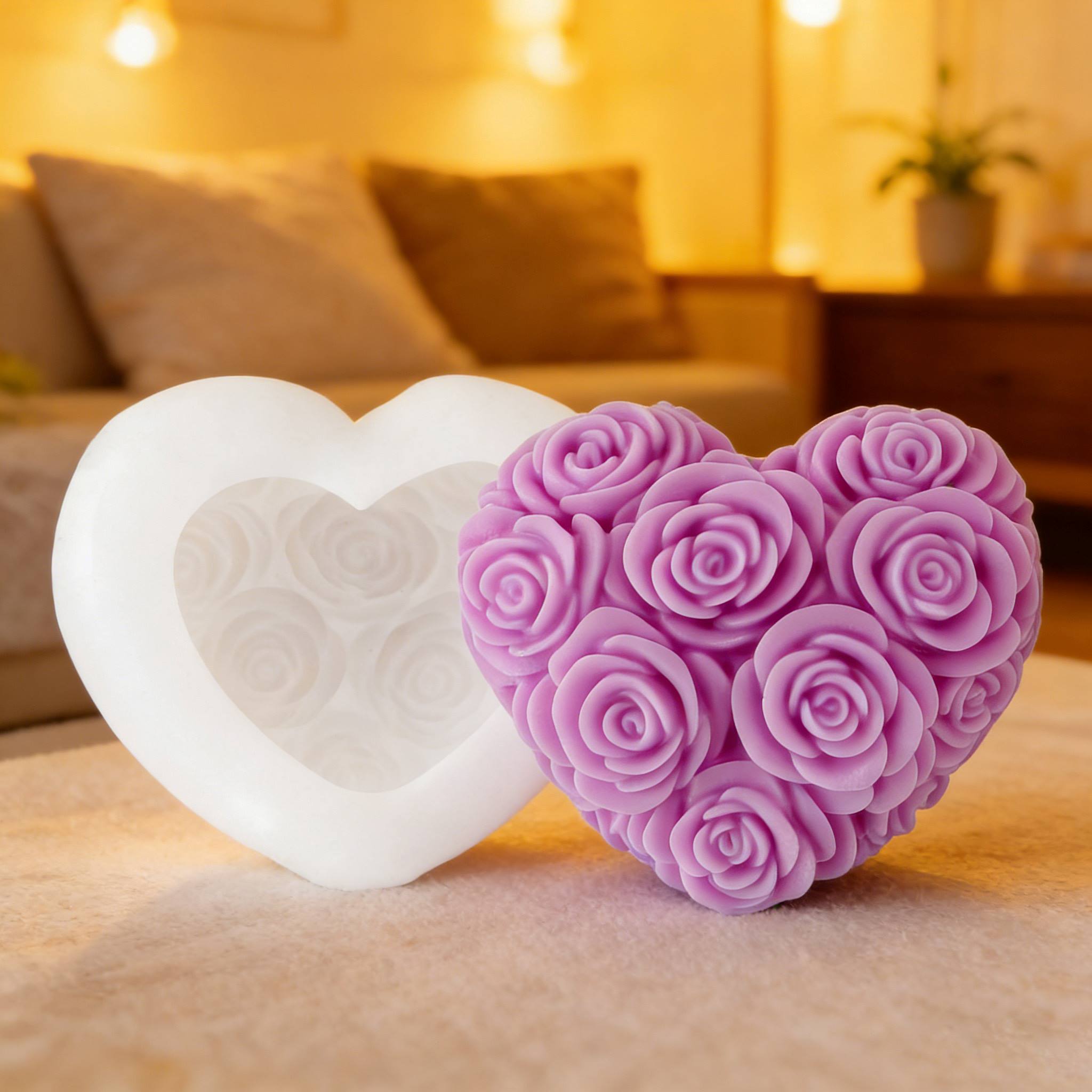 Multiple Rose Heart For Candle Resin Gypsum & Art Crafts Making Silicone Mold