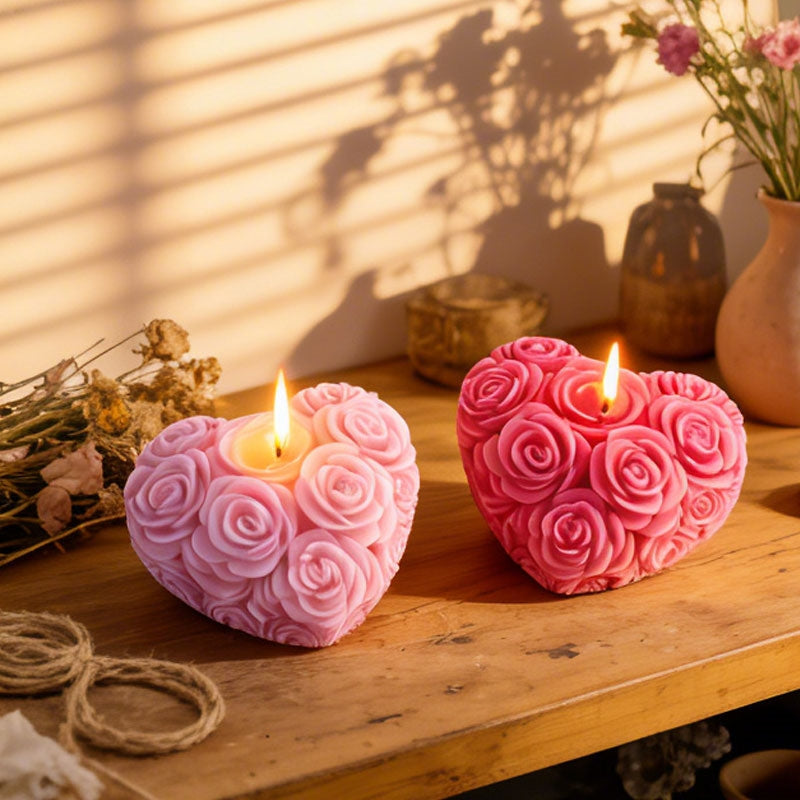 Multiple Rose Heart For Candle Resin Gypsum & Art Crafts Making Silicone Mold