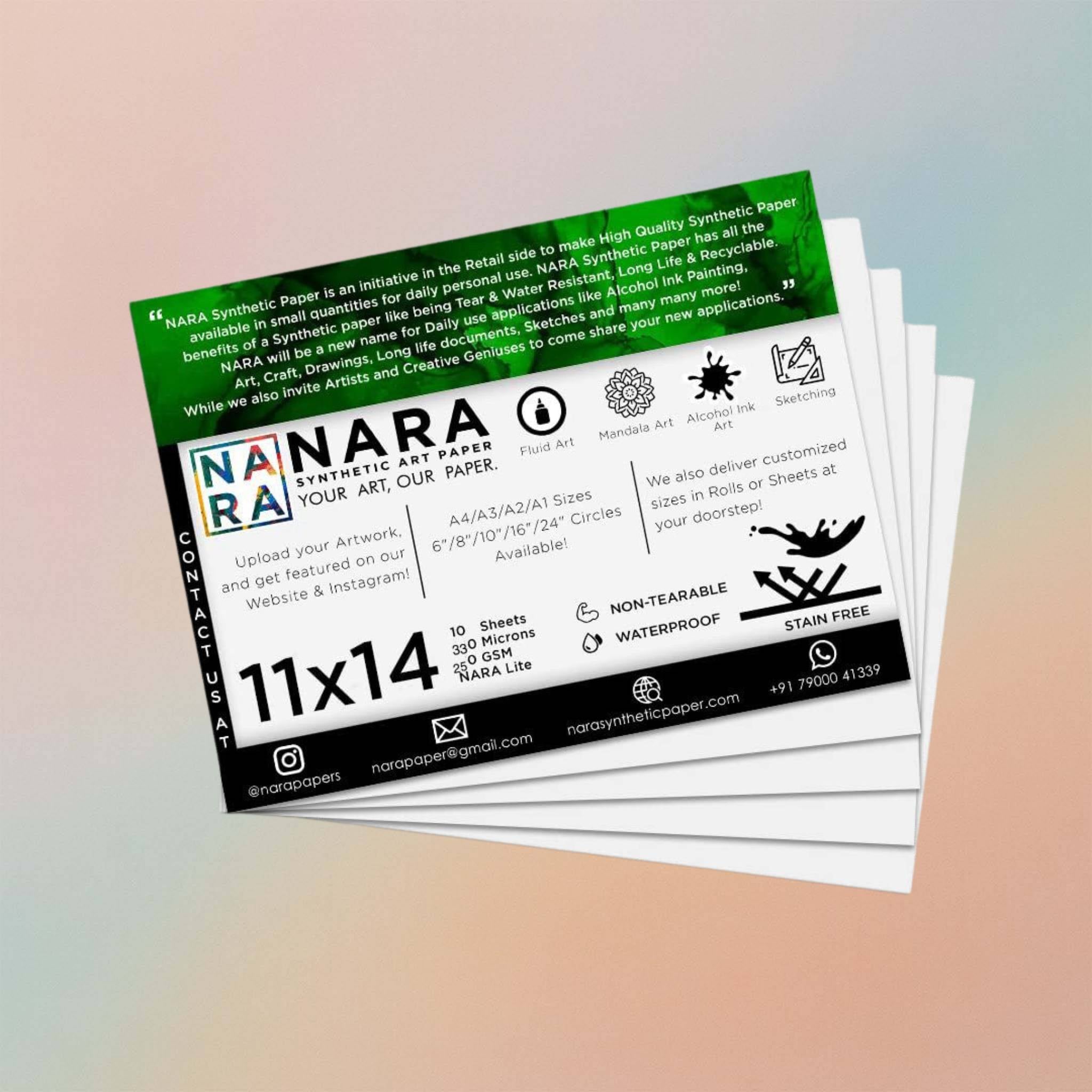 Nara Synthetic Paper For Alcohol Ink Painting 11” x 14” - 330 Microns