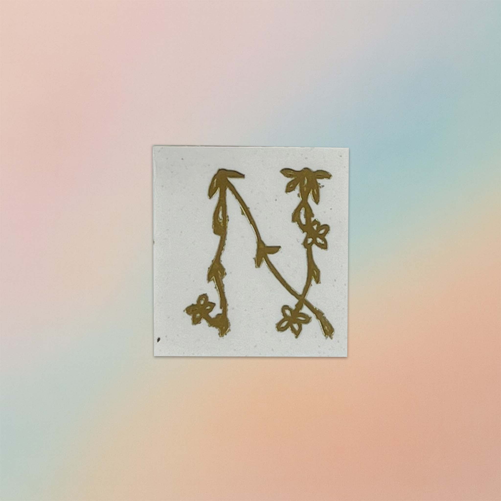 Alphabet Floral Stem Metal Sticker