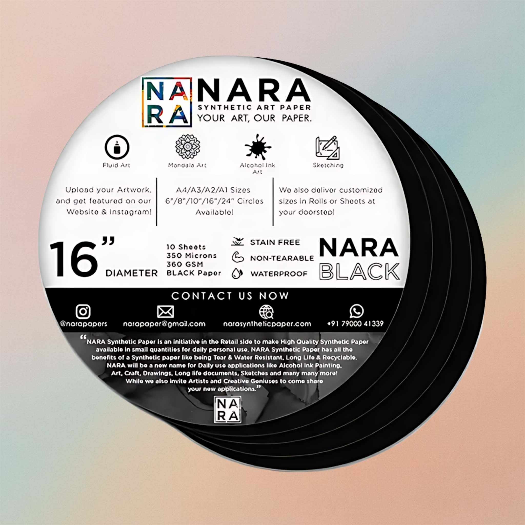 Nara Black 16” Diameter Circle 350 Microns