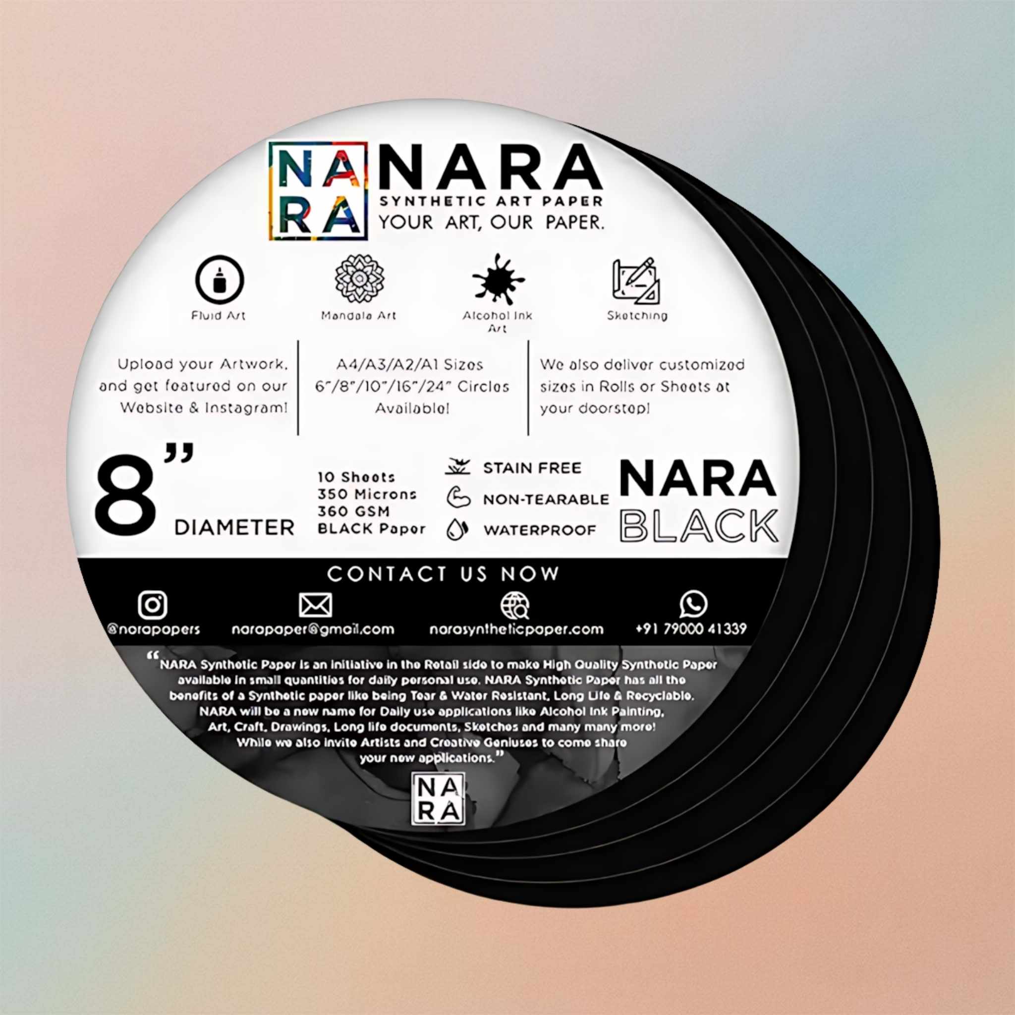 Nara Black 8” Diameter Circle 350 Microns