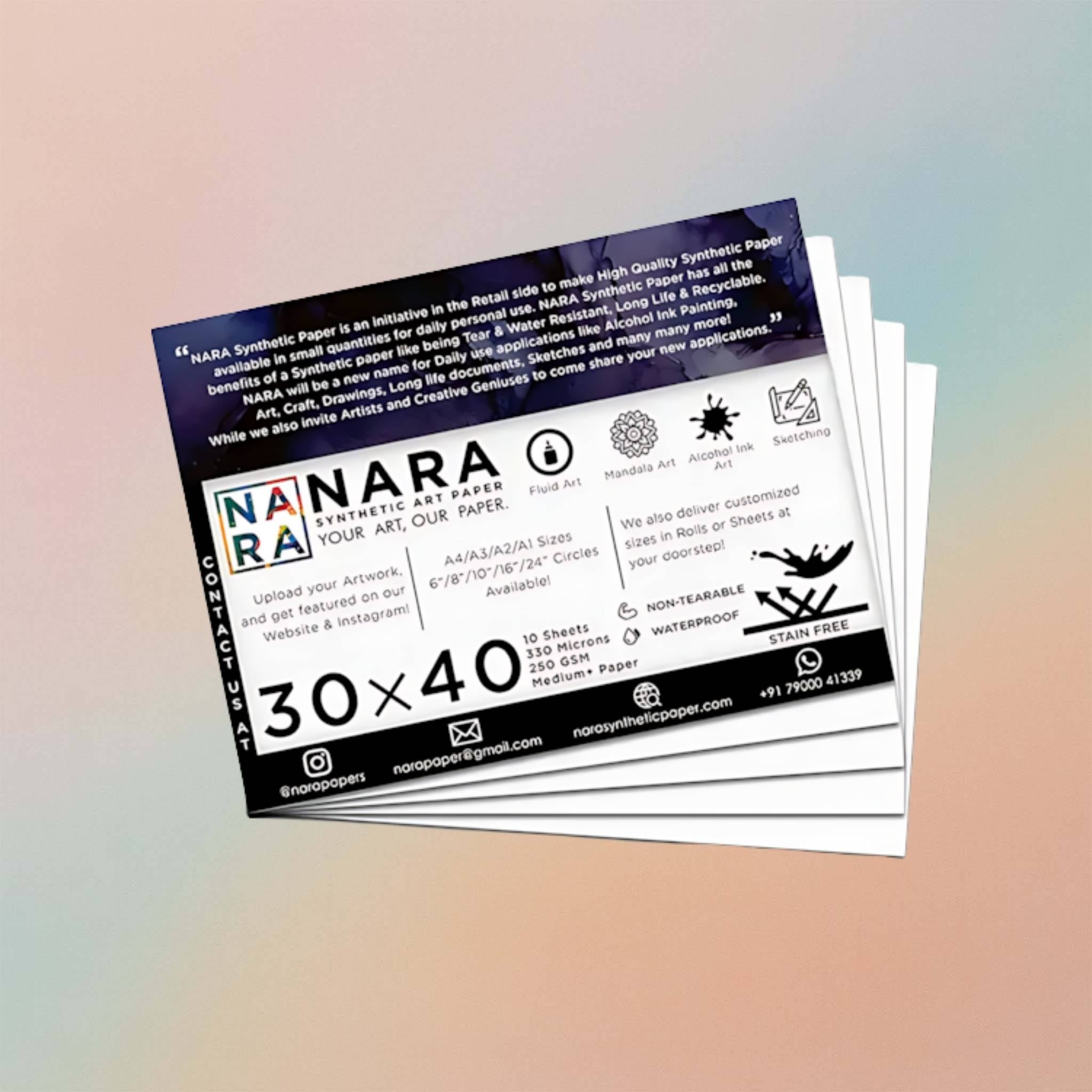 Nara Synthetic Paper For Alcohol Ink Painting 30”x 40”-330 Microns