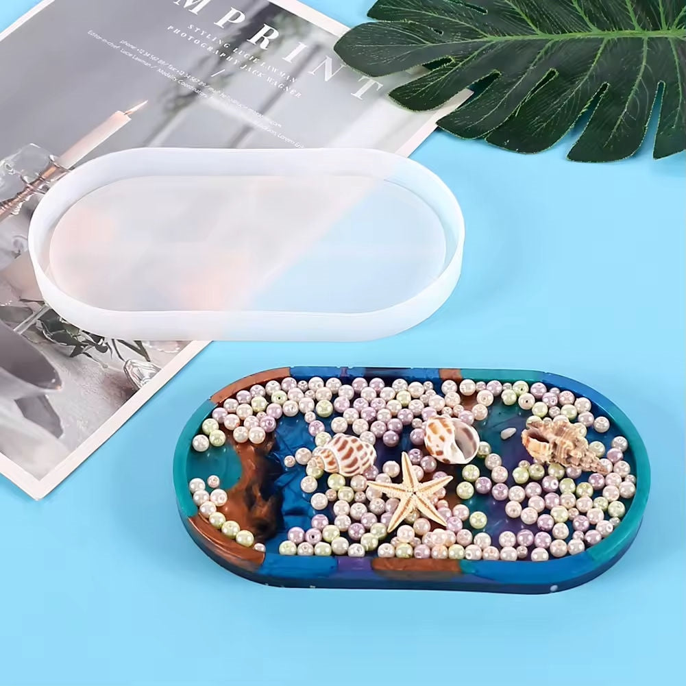Oval Shape Coaster Tray Mould For Resin, Gypsum & Art Crafts Making Silicone Mold