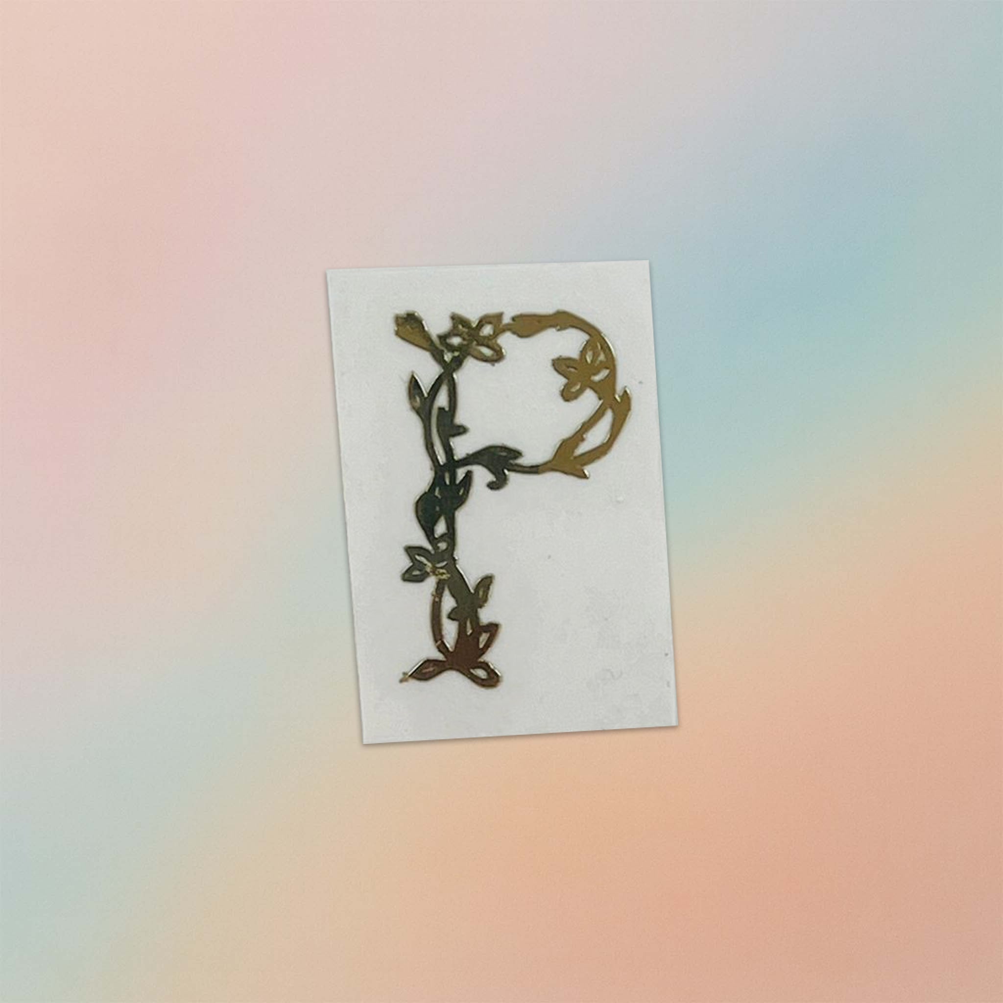 Alphabet Floral Stem Metal Sticker