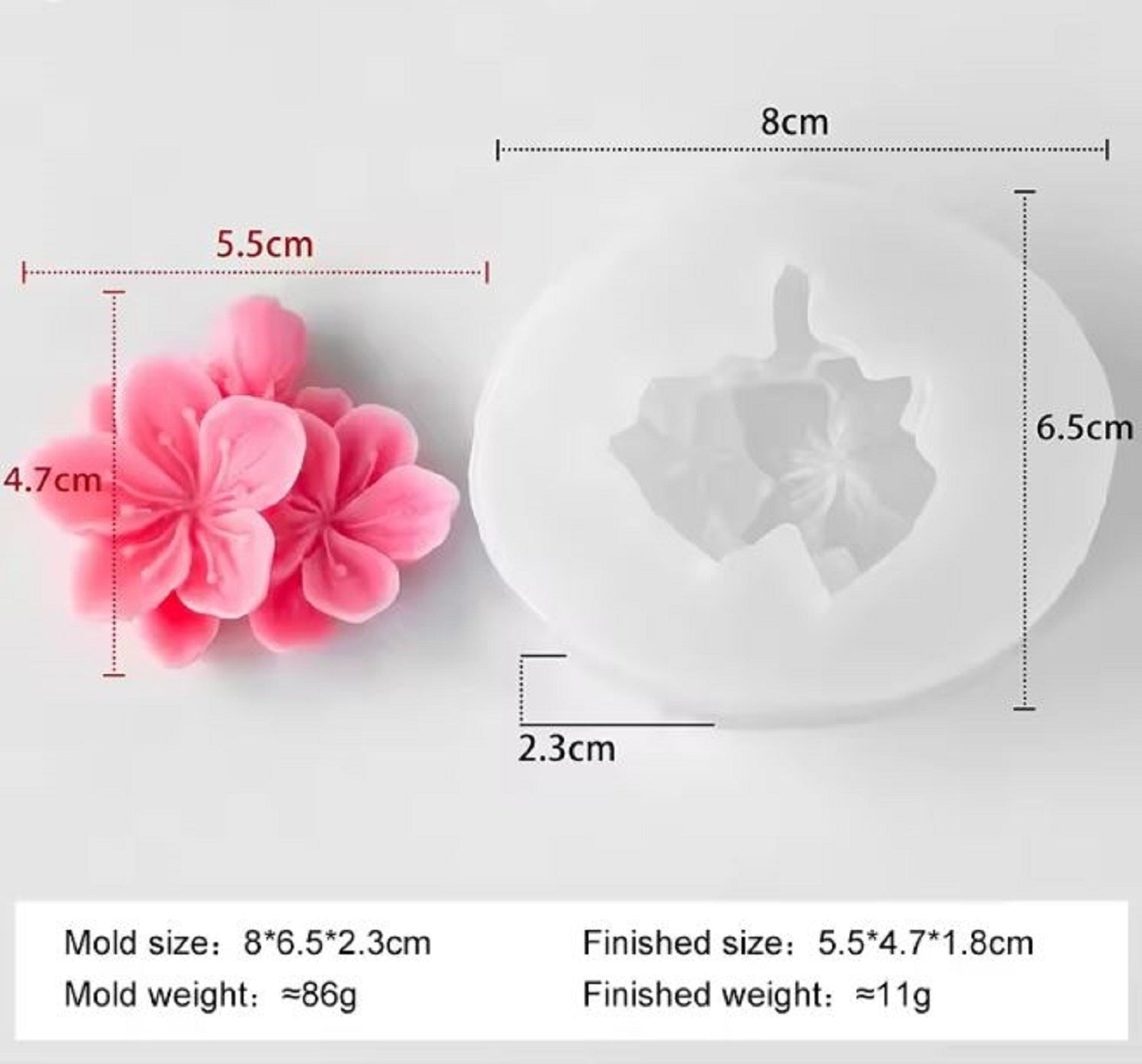 Peach Blossom Flower Mould  For Candle, Resin, Gypsum & Art Crafts Making Silicone Mold