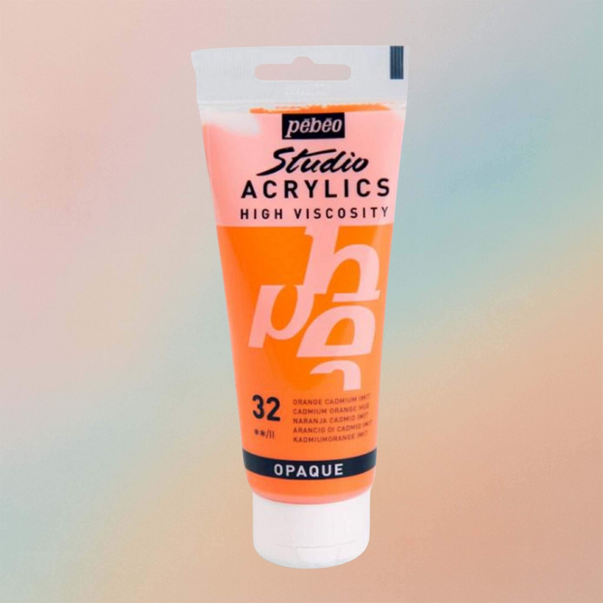 Pebeo Studio Acrylic Paint High Viscosity 100ml Cadmium Orange Hue