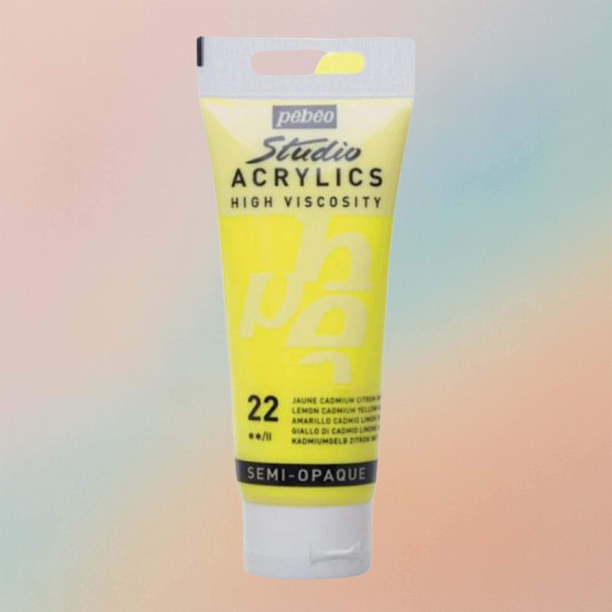 Pebeo Studio Acrylic Paint High Viscosity 100ml Lemon Cadmium Yellow Hue