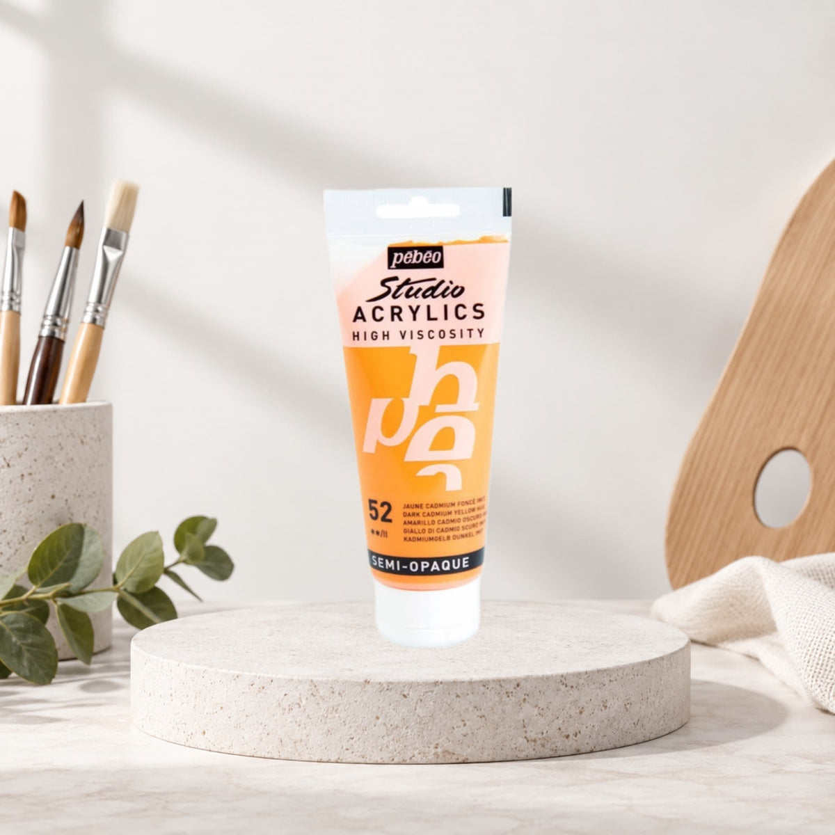 Pebeo Studio Acrylic Paint High Viscosity 100ml – Dark Cadmium Yellow Hue