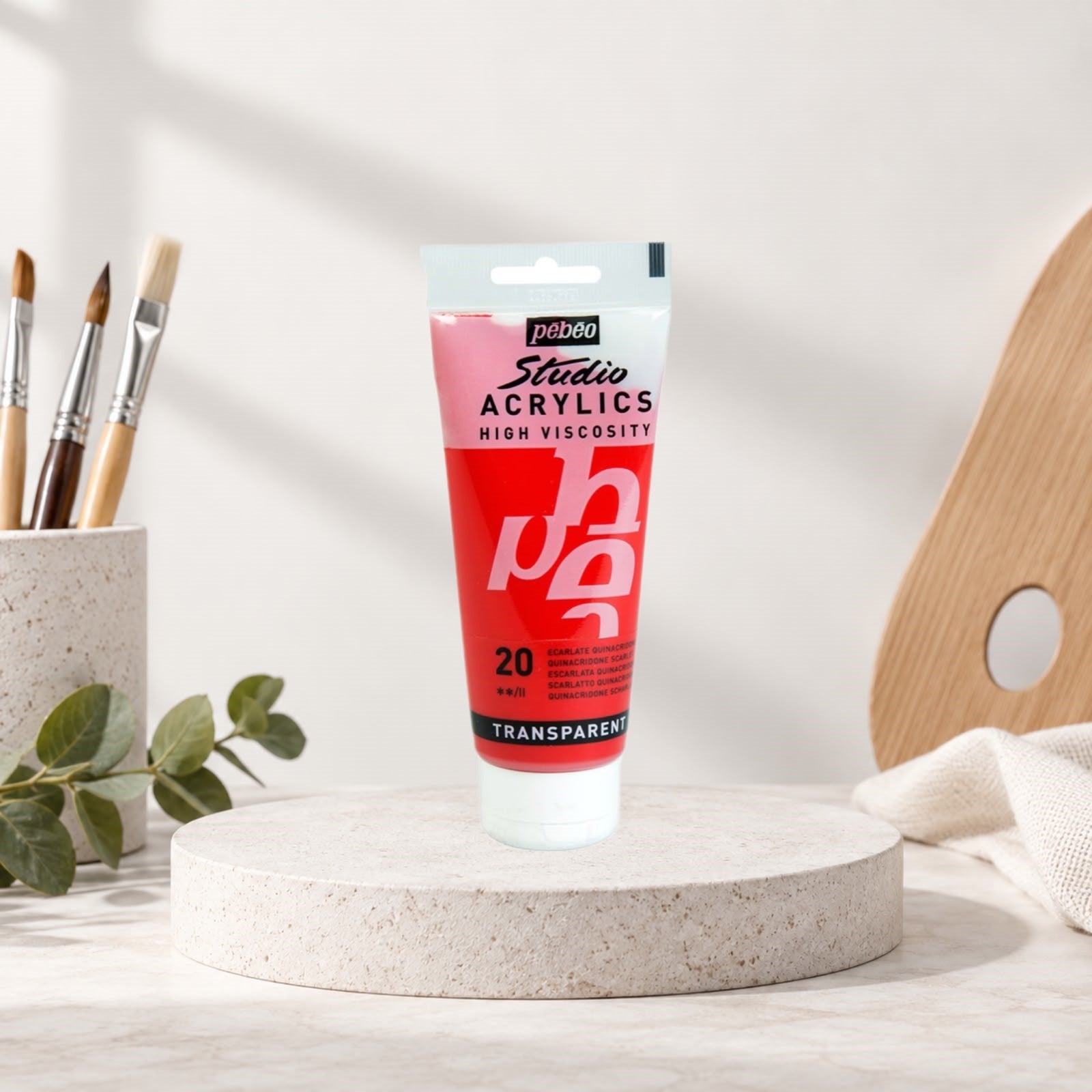 Pebeo Studio Acrylic Paint High Viscosity 100ml – Quinacridone Scarlet
