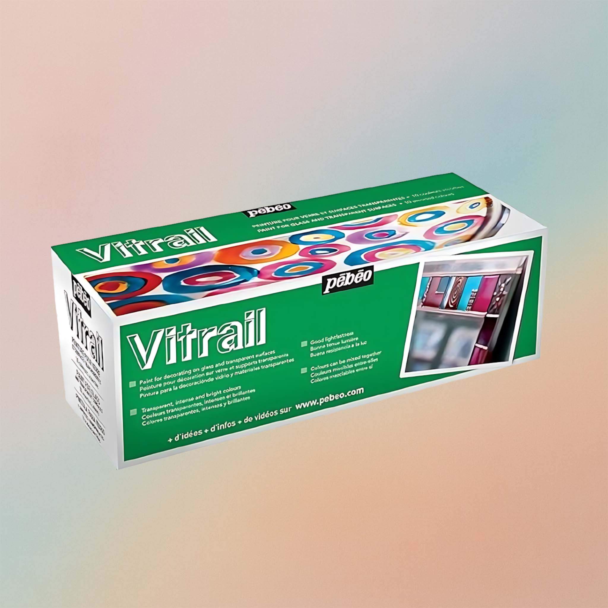 Pebeo Vitrail Set Of 10 Assorted Stained Glass Effect Paints 45ml Bottles