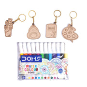 Pourezy Pencil, Backpack, Book & Palette Wooden Keychains Set