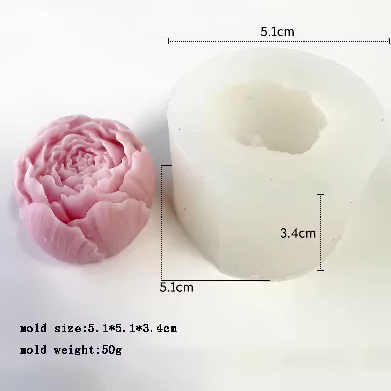Peonies Bloom Candles Silicone Mold Flower Candles Silicon Mold Concrete Plaster Flower Mold Wax Candles Mold Epoxy Resin Flower Mold
