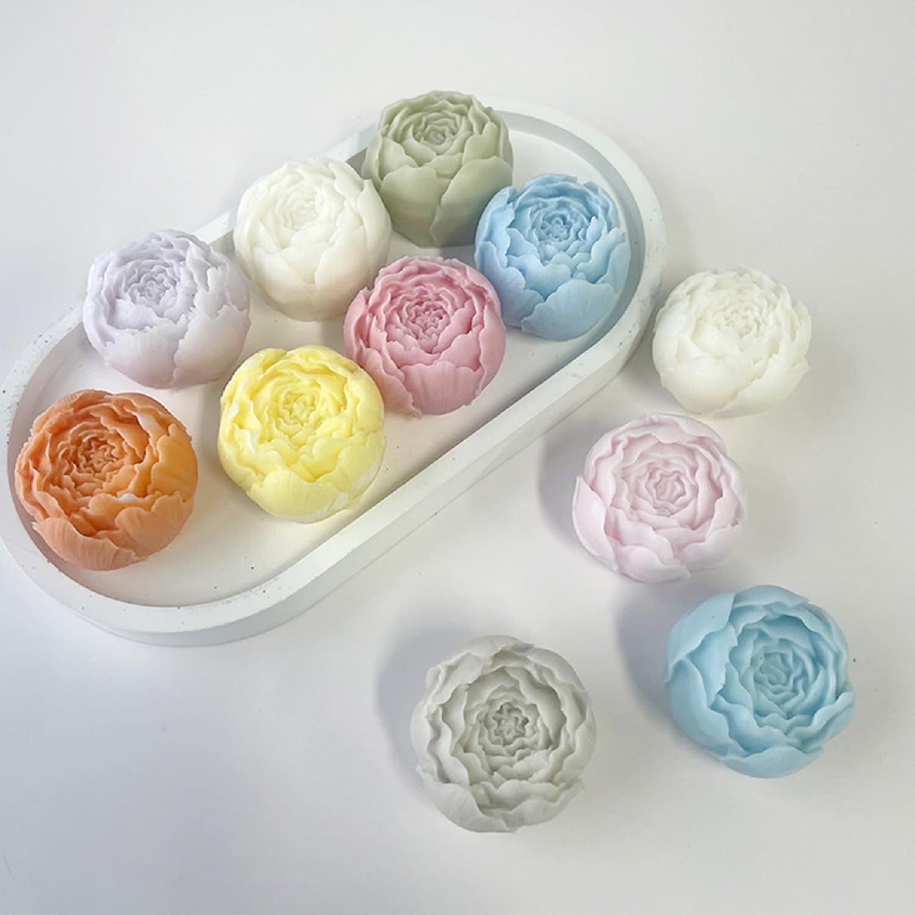 Peonies Bloom Candles Silicone Mold Flower Candles Silicon Mold Concrete Plaster Flower Mold Wax Candles Mold Epoxy Resin Flower Mold