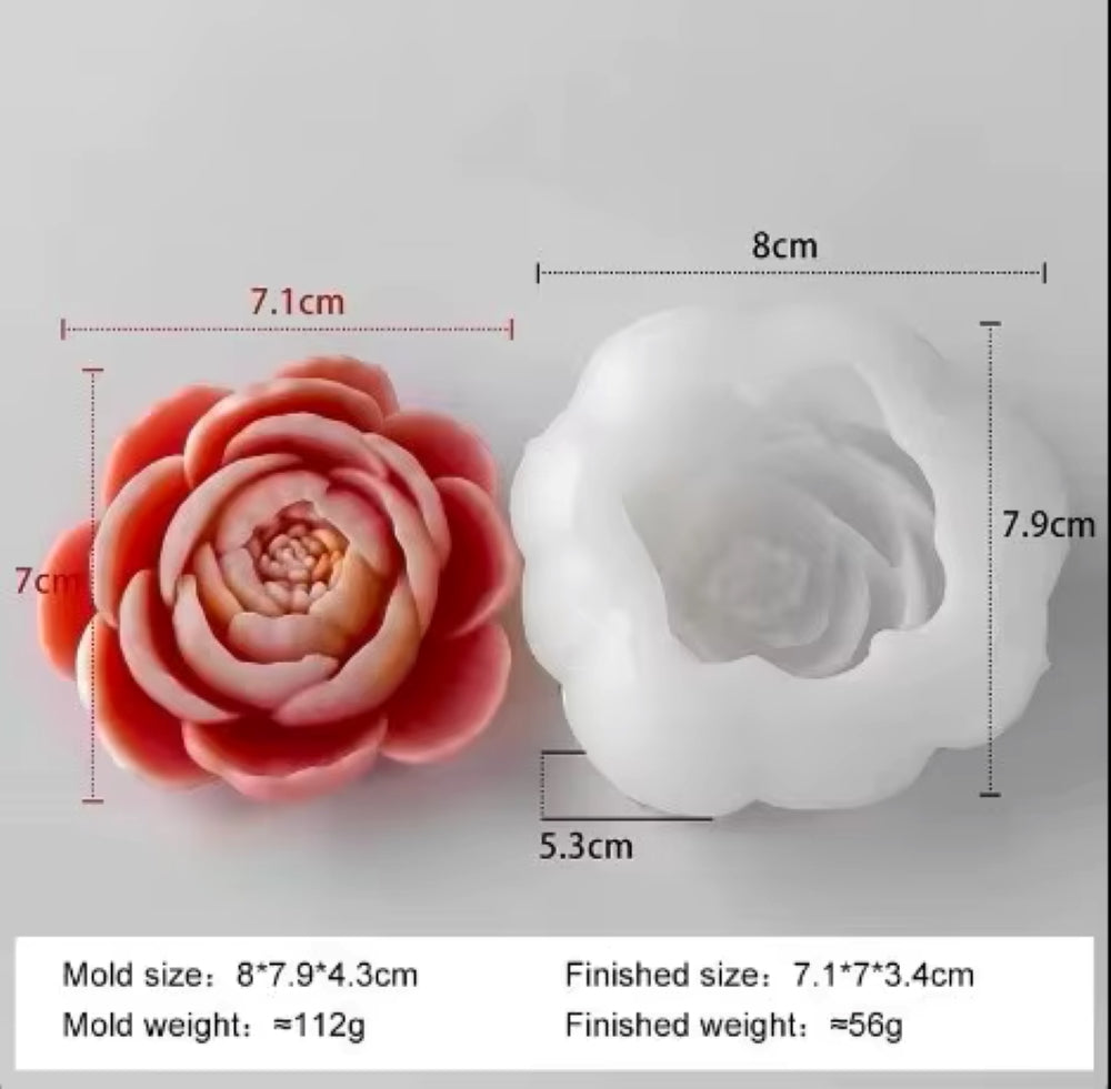 Peony Flower Mould Style 3 For Candle, Resin, Gypsum & Art Crafts Making Silicone Mold