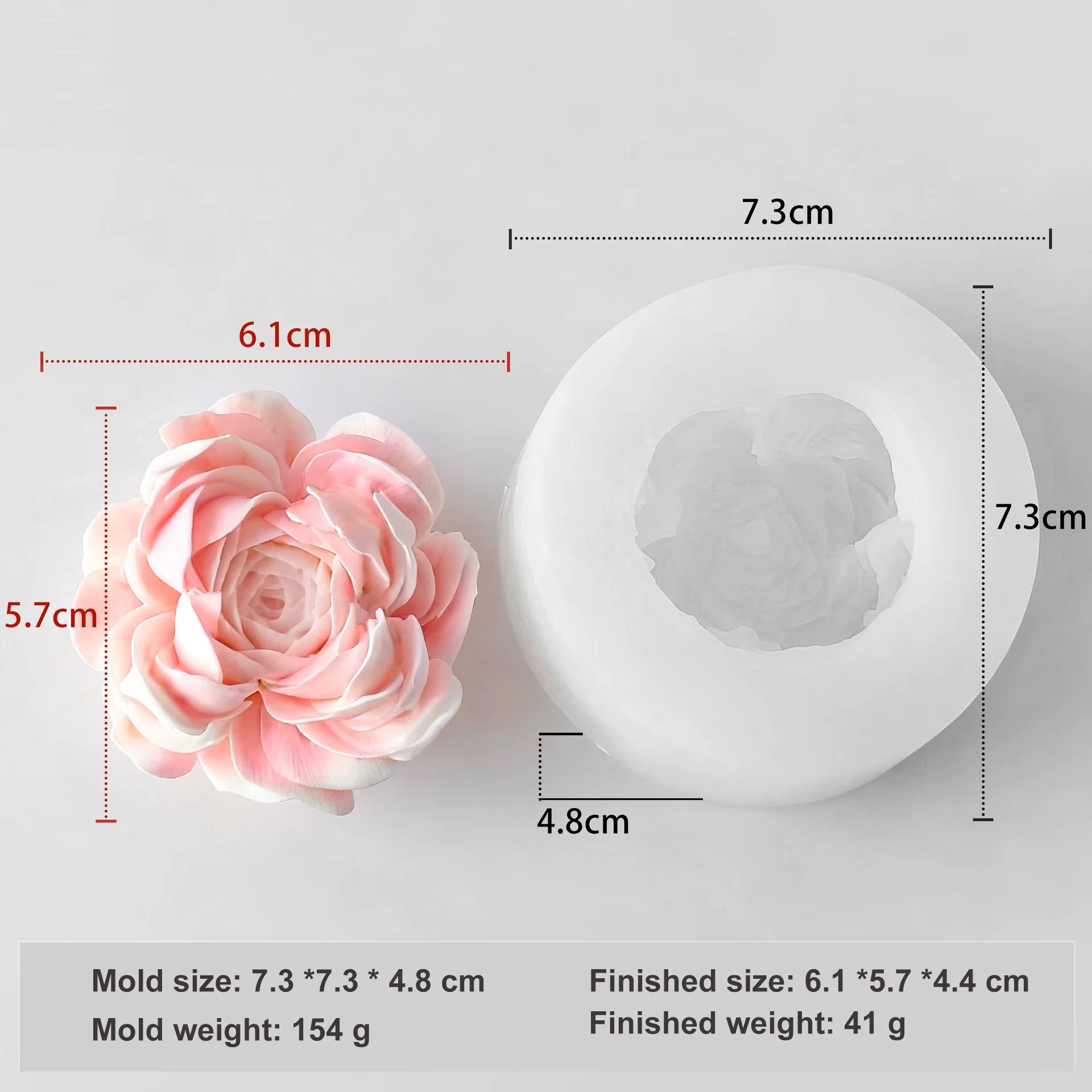 Peony Rose Mould For Candle, Resin, Gypsum & Art Crafts Making Silicone Mold