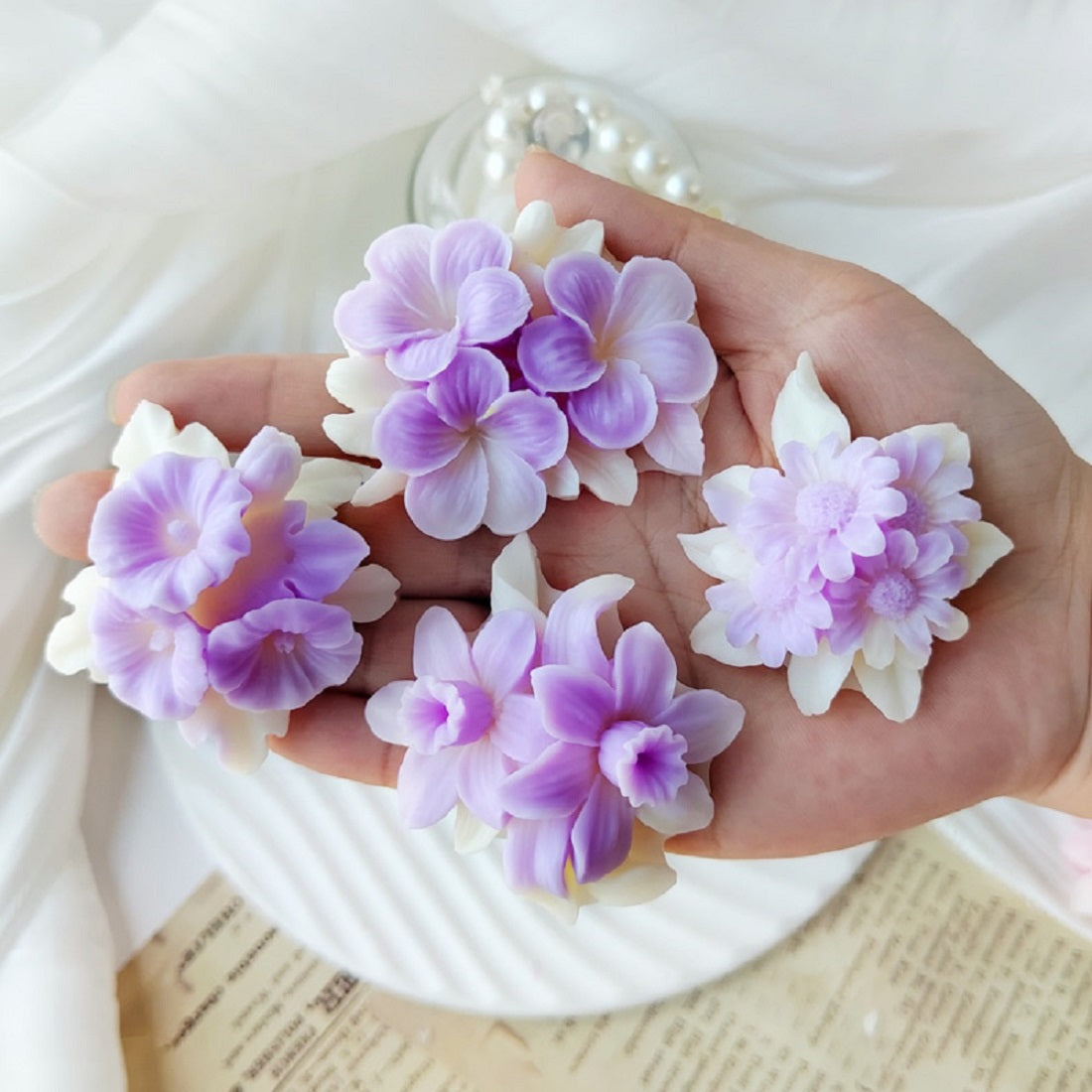 Plumeria Hawaiian Flowers Silicone Mold 4 Styles Flower Candle Molds Scented Candle Mold