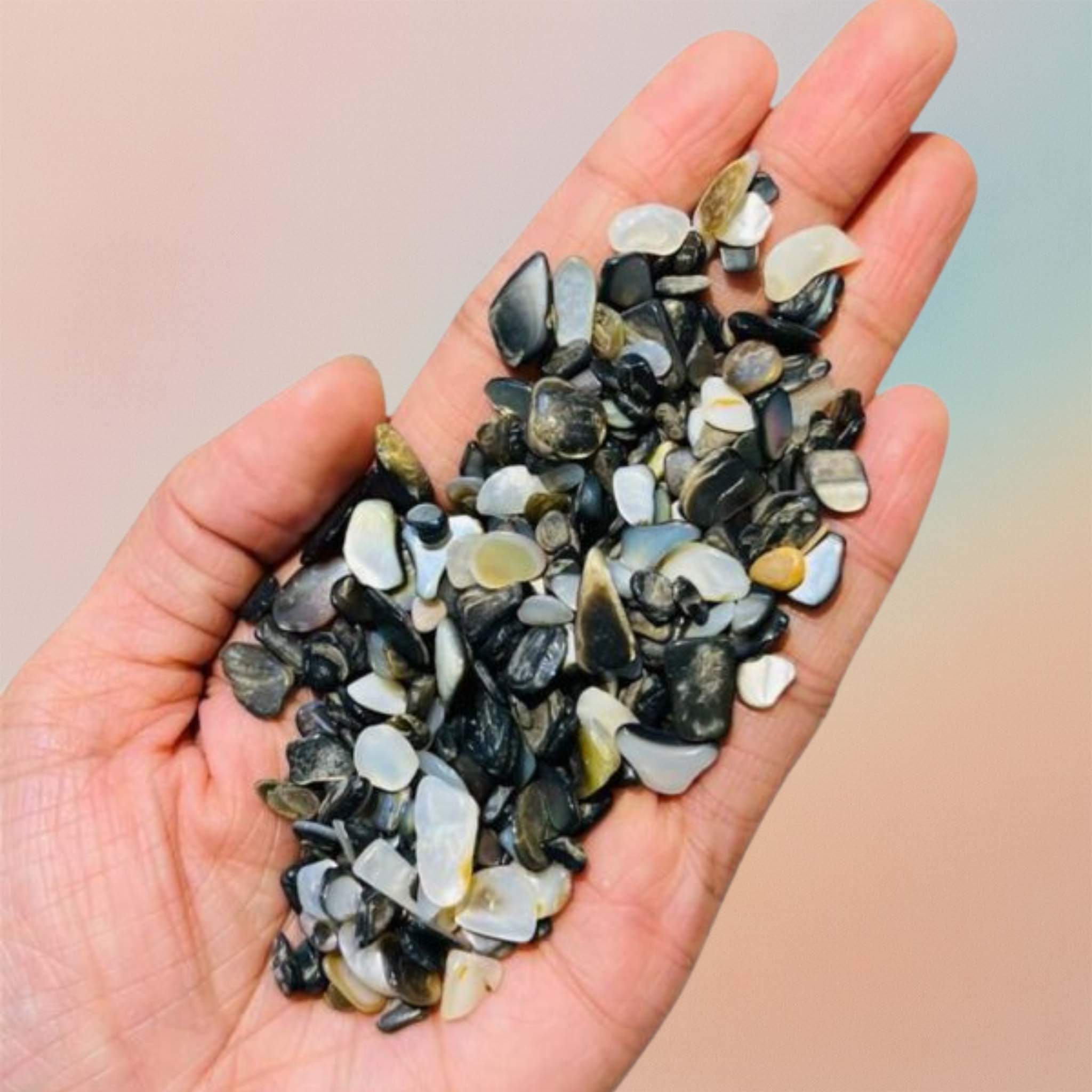 Polished Crushed Black Mother of Pearl Shell Chips for DIY Crafts