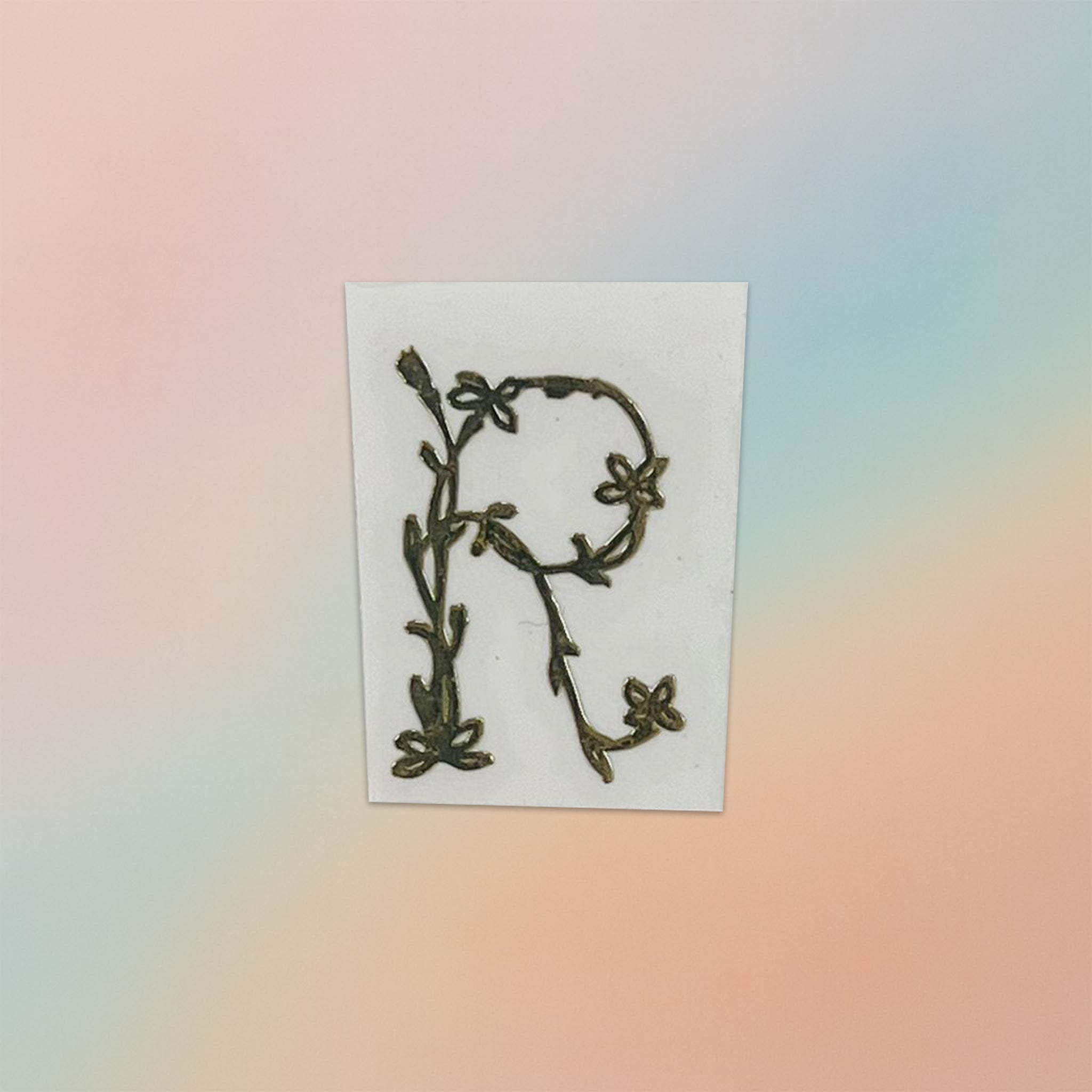 Alphabet Floral Stem Metal Sticker